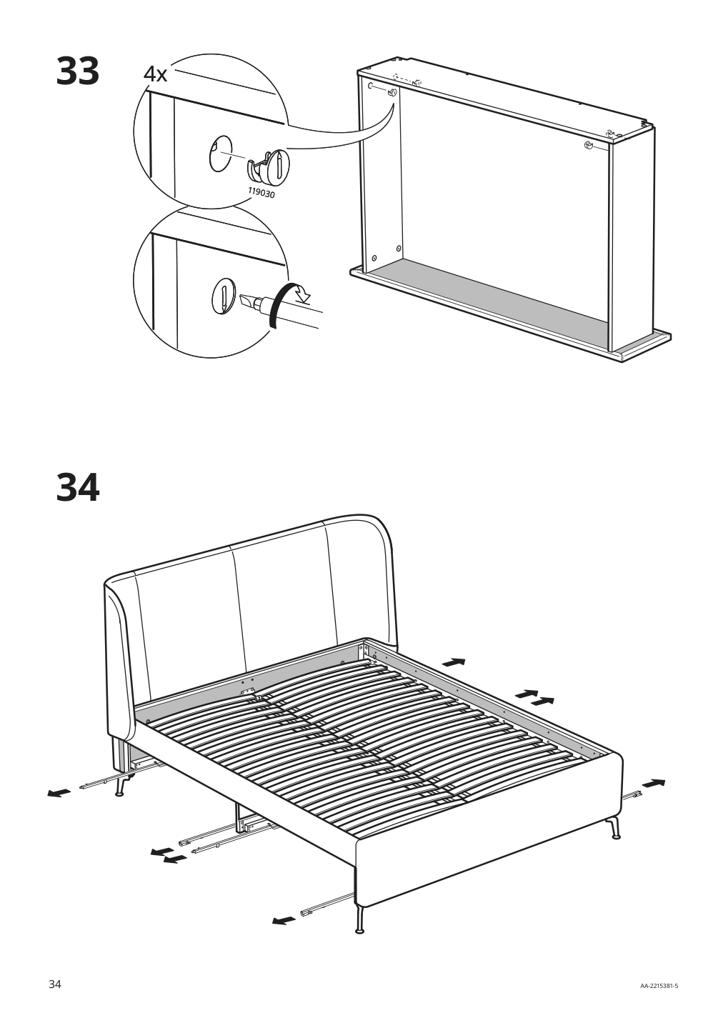 Assembly instructions for IKEA Tufjord upholstered storage bed gunnared blue | Page 34 - IKEA TUFJORD upholstered storage bed 805.209.40