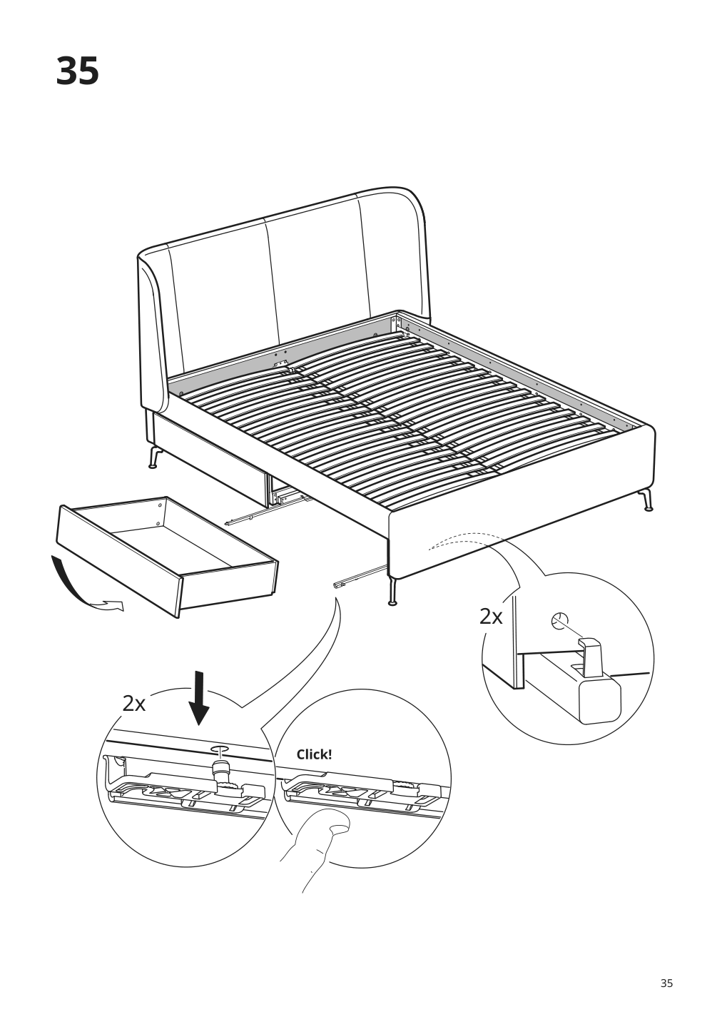 Assembly instructions for IKEA Tufjord upholstered storage bed gunnared blue | Page 35 - IKEA TUFJORD upholstered storage bed 805.209.40