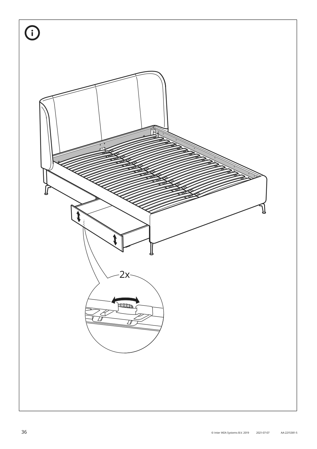 Assembly instructions for IKEA Tufjord upholstered storage bed gunnared blue | Page 36 - IKEA TUFJORD upholstered storage bed 805.209.40