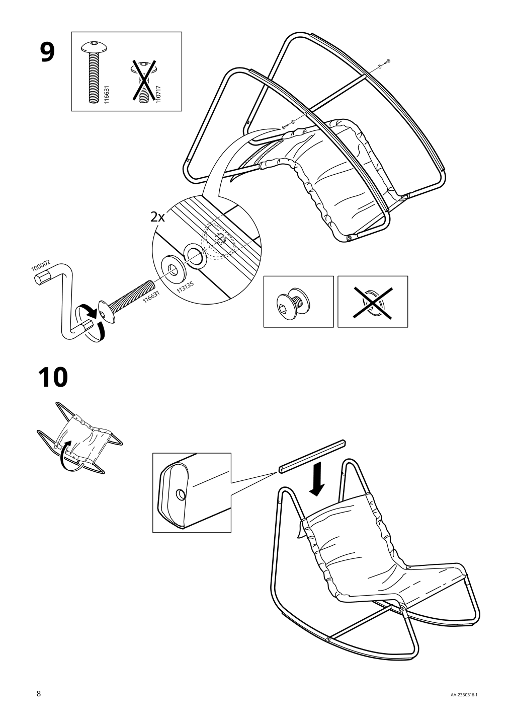 Assembly instructions for IKEA Tumholmen rocking chair in outdoor white multicolor | Page 8 - IKEA TUMHOLMEN rocking chair, in/outdoor 905.391.14