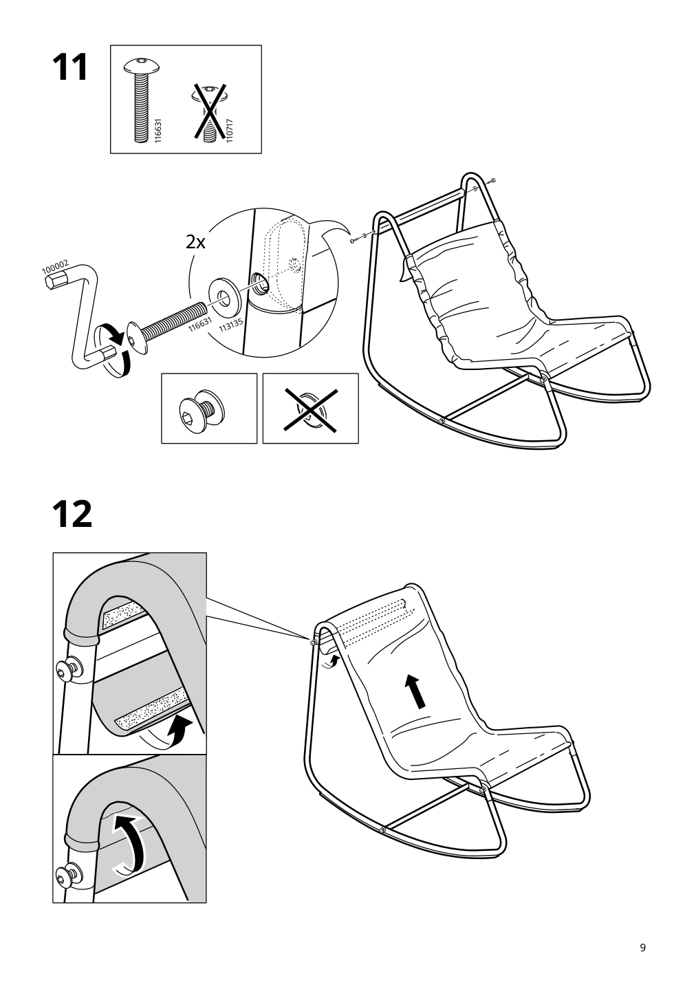 Assembly instructions for IKEA Tumholmen rocking chair in outdoor white multicolor | Page 9 - IKEA TUMHOLMEN rocking chair, in/outdoor 905.391.14