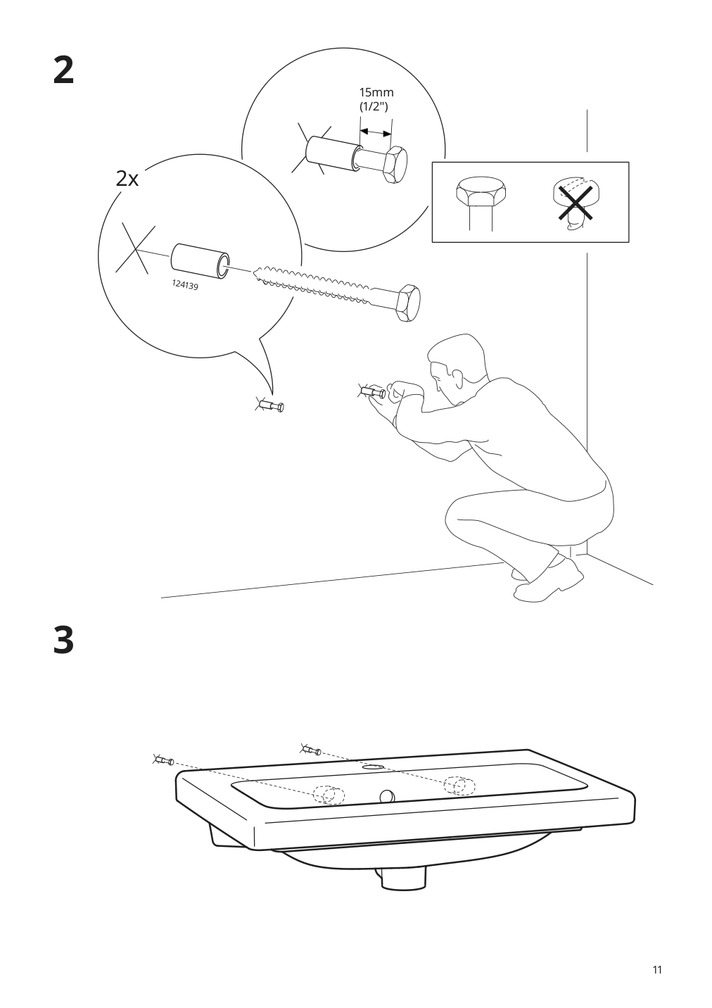 Assembly instructions for IKEA Tvaellen sink | Page 11 - IKEA ENHET bathroom 394.408.85