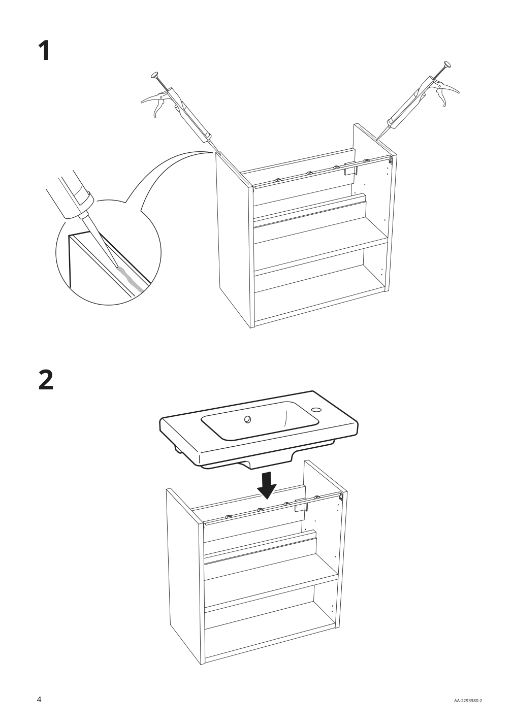 Assembly instructions for IKEA Tvaellen sink | Page 4 - IKEA ENHET bathroom 294.409.04