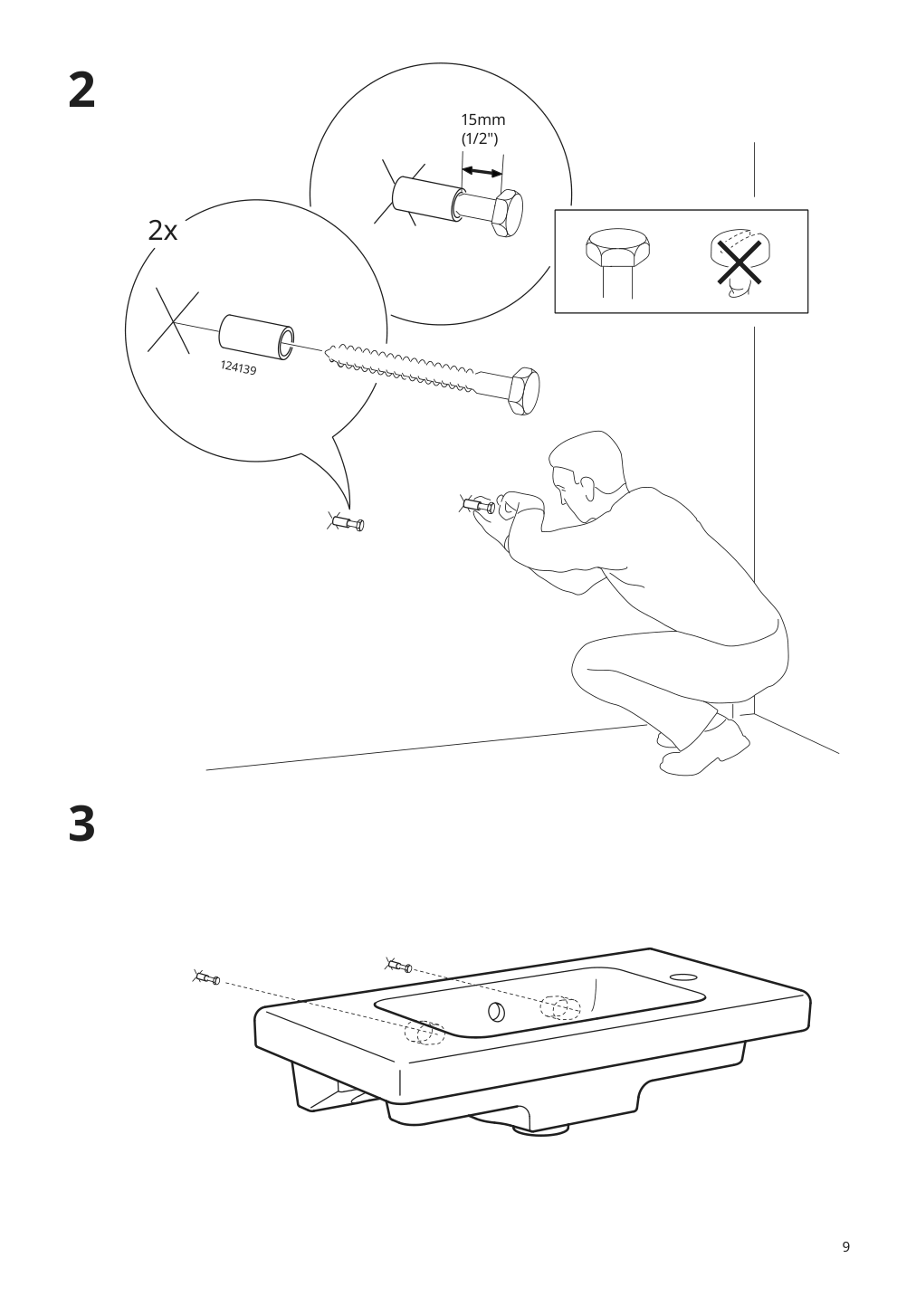 Assembly instructions for IKEA Tvaellen sink | Page 9 - IKEA ENHET bathroom 294.409.04