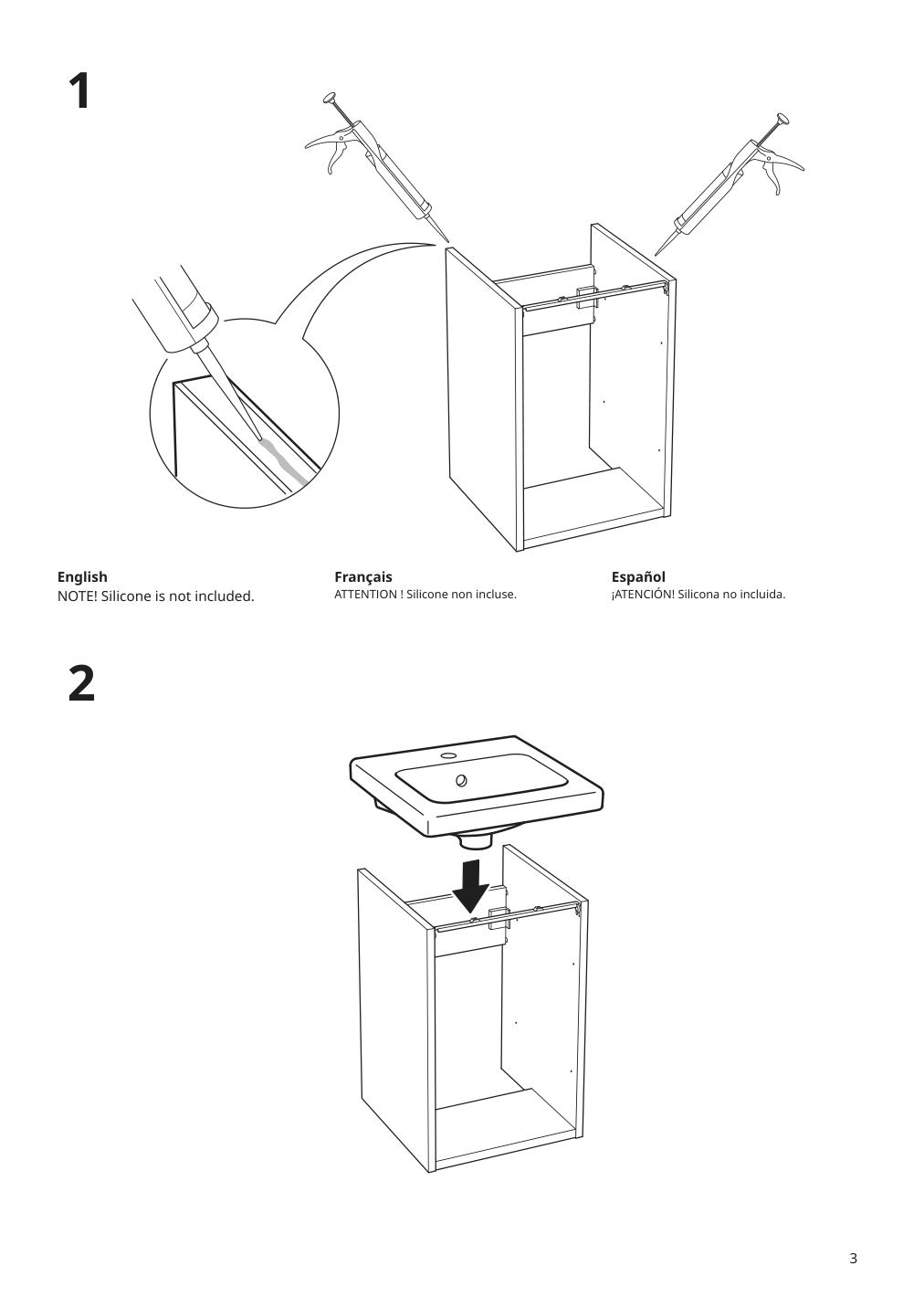 Assembly instructions for IKEA Tvaellen sink | Page 3 - IKEA ENHET / TVÄLLEN sink cabinet with 1 door 494.378.73