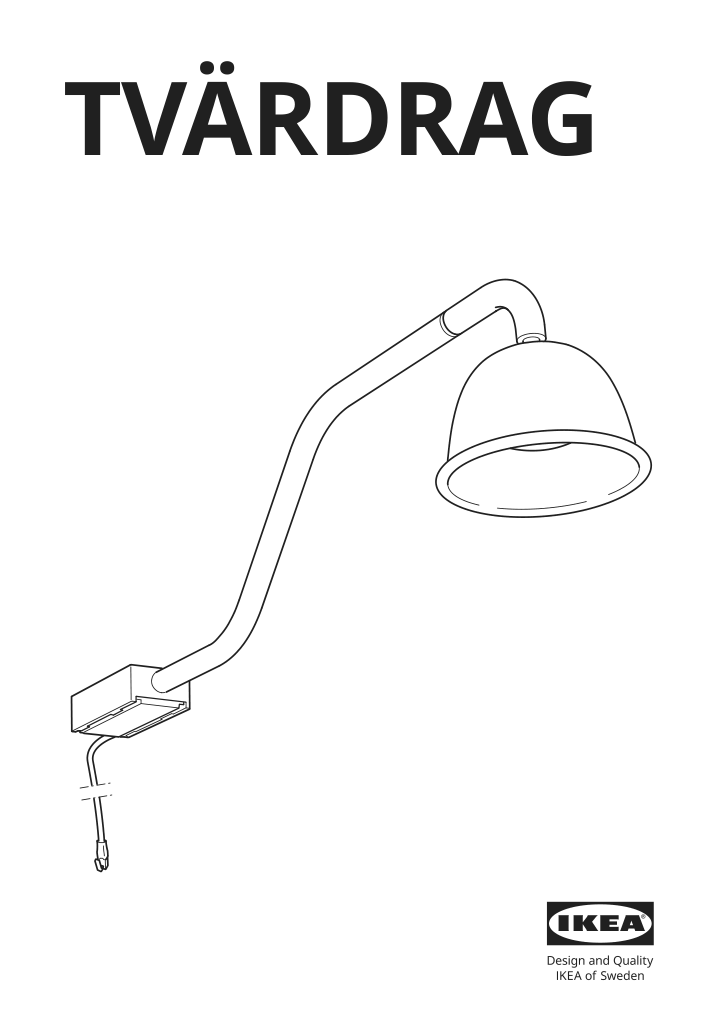 Assembly instructions for IKEA Tvaerdrag cabinet lighting black dimmable | Page 1 - IKEA TVÄRDRAG cabinet lighting 605.168.21