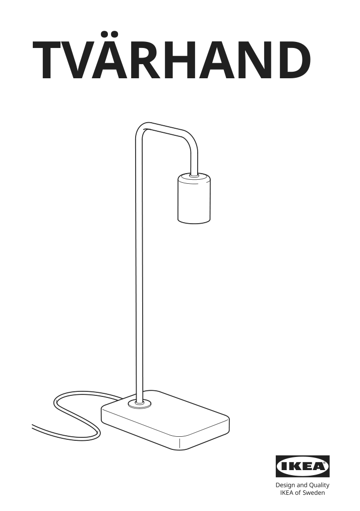 Assembly instructions for IKEA Tvaerhand table lamp black bamboo | Page 1 - IKEA TVÄRHAND table lamp 905.108.94