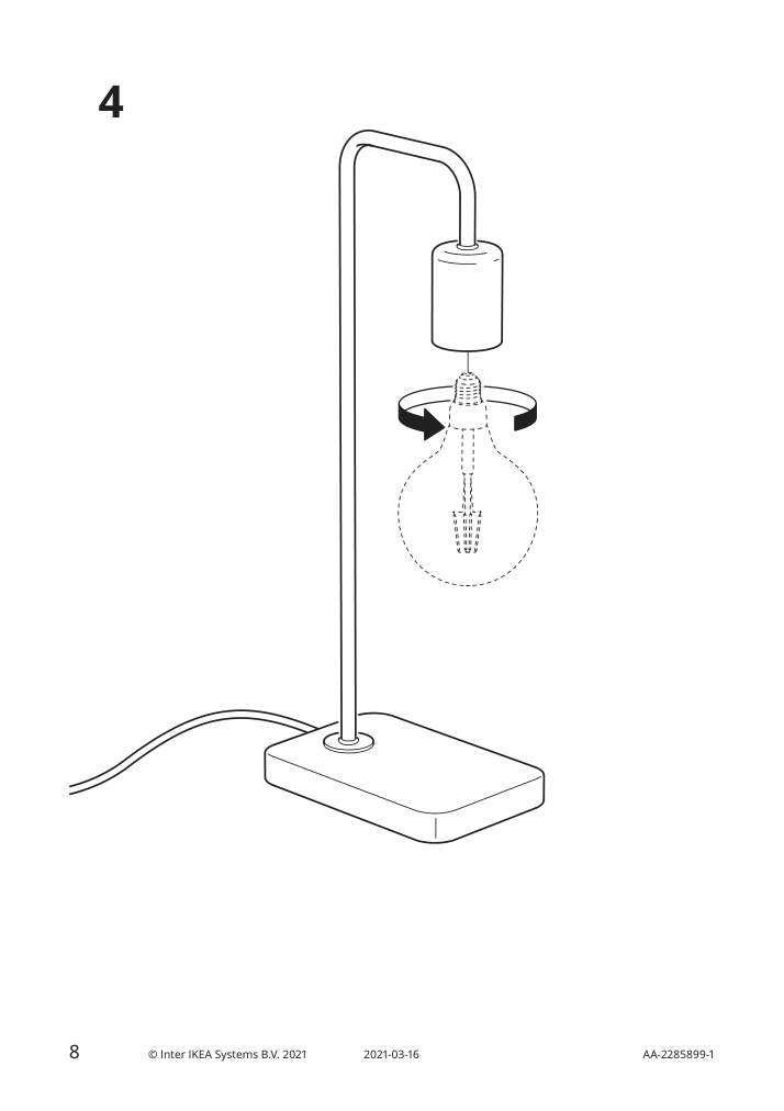 Assembly instructions for IKEA Tvaerhand table lamp black bamboo | Page 8 - IKEA TVÄRHAND table lamp 905.108.94