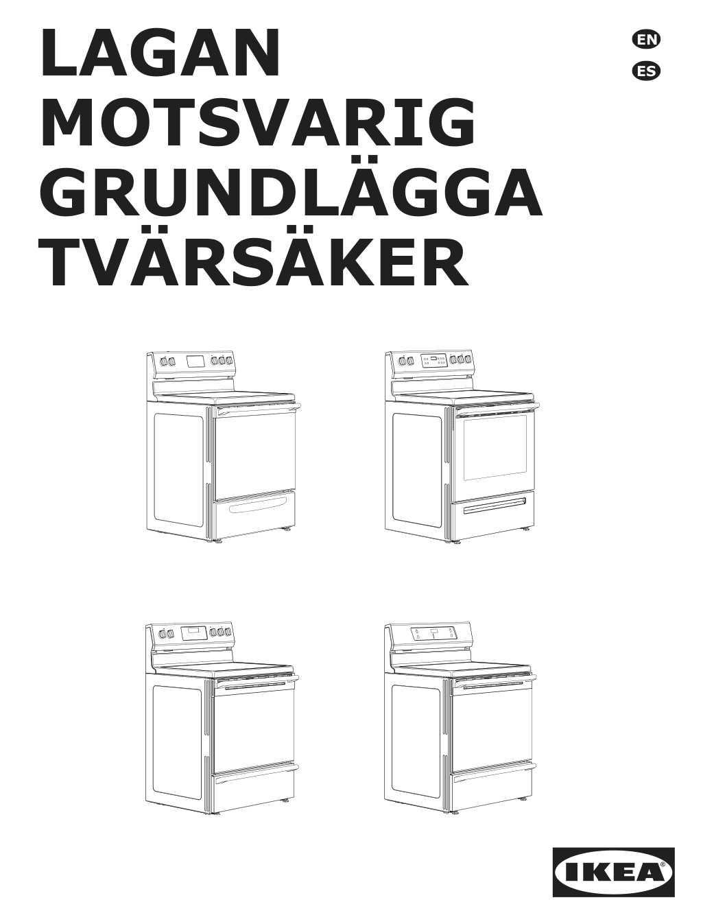 Assembly instructions for IKEA Motsvarig range with glass ceramic cooktop black stainless steel | Page 1 - IKEA MOTSVARIG range with glass ceramic cooktop 204.620.52