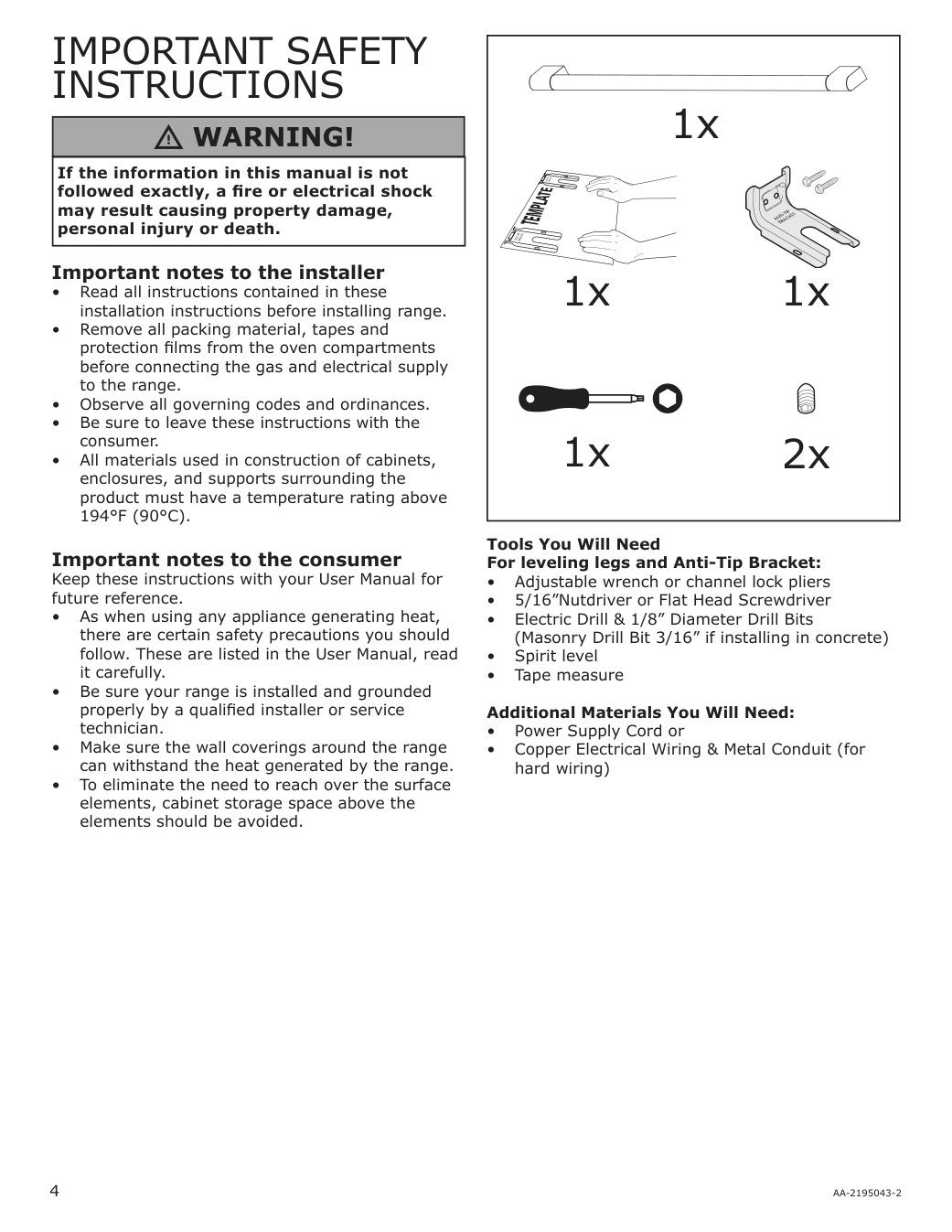 Assembly instructions for IKEA Motsvarig range with glass ceramic cooktop black stainless steel | Page 4 - IKEA MOTSVARIG range with glass ceramic cooktop 204.620.52