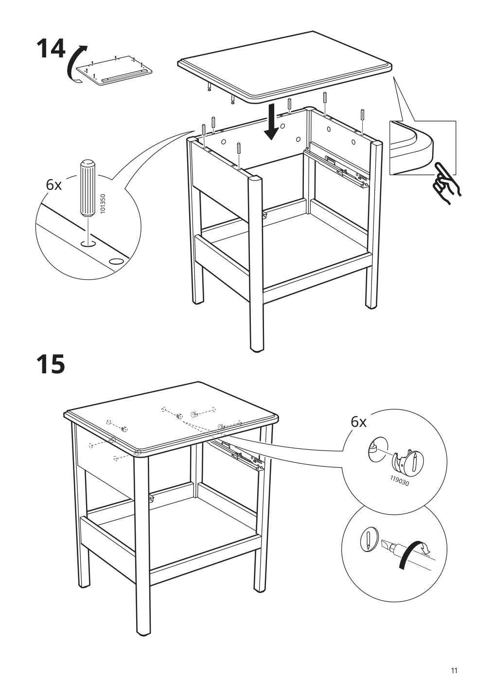 Assembly instructions for IKEA Tyssedal nightstand white | Page 11 - IKEA TYSSEDAL nightstand 702.999.59