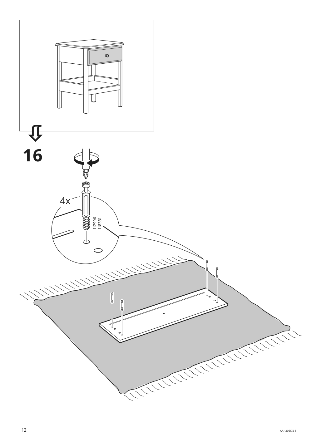 Assembly instructions for IKEA Tyssedal nightstand white | Page 12 - IKEA TYSSEDAL nightstand 702.999.59