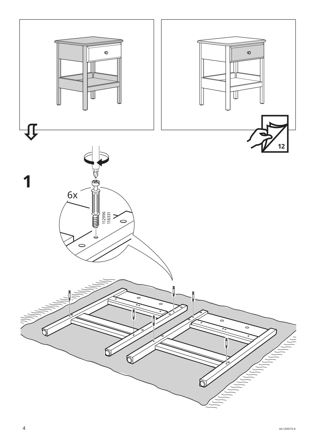 Assembly instructions for IKEA Tyssedal nightstand white | Page 4 - IKEA TYSSEDAL nightstand 702.999.59