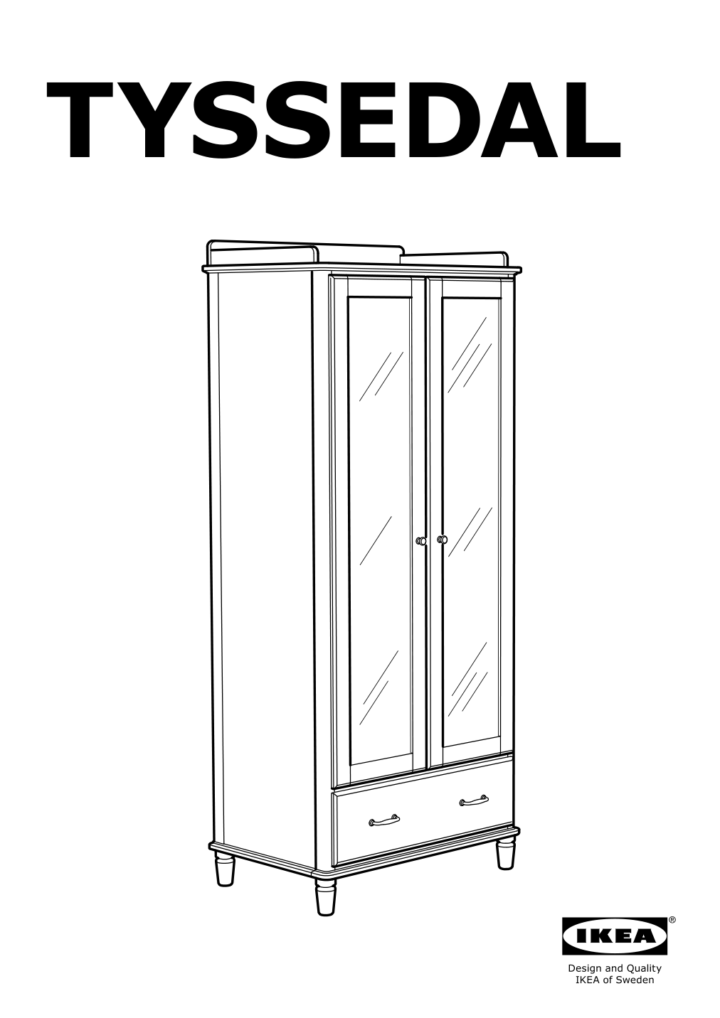 Assembly instructions for IKEA Tyssedal wardrobe white mirror glass | Page 1 - IKEA TYSSEDAL wardrobe 002.981.28