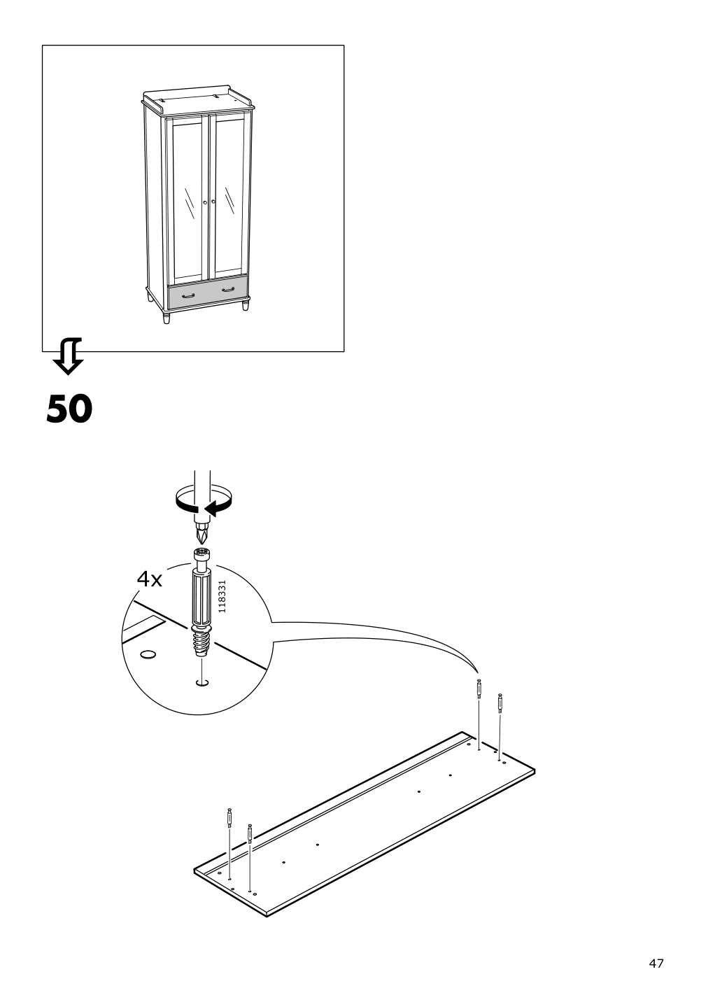 Assembly instructions for IKEA Tyssedal wardrobe white mirror glass | Page 47 - IKEA TYSSEDAL wardrobe 002.981.28