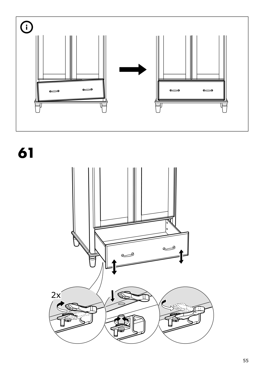 Assembly instructions for IKEA Tyssedal wardrobe white mirror glass | Page 55 - IKEA TYSSEDAL wardrobe 002.981.28