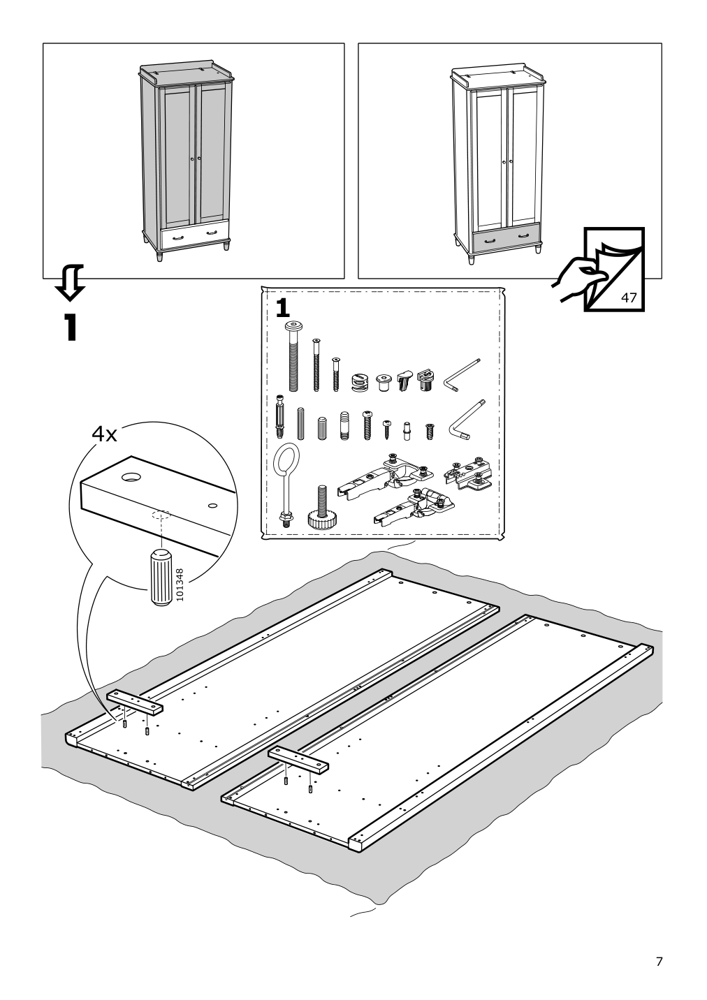 Assembly instructions for IKEA Tyssedal wardrobe white mirror glass | Page 7 - IKEA TYSSEDAL wardrobe 002.981.28