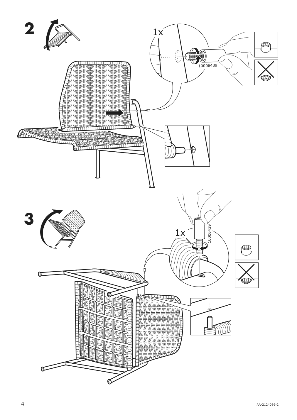 Assembly instructions for IKEA Ulriksberg armchair rattan anthracite | Page 4 - IKEA ULRIKSBERG armchair 904.343.10