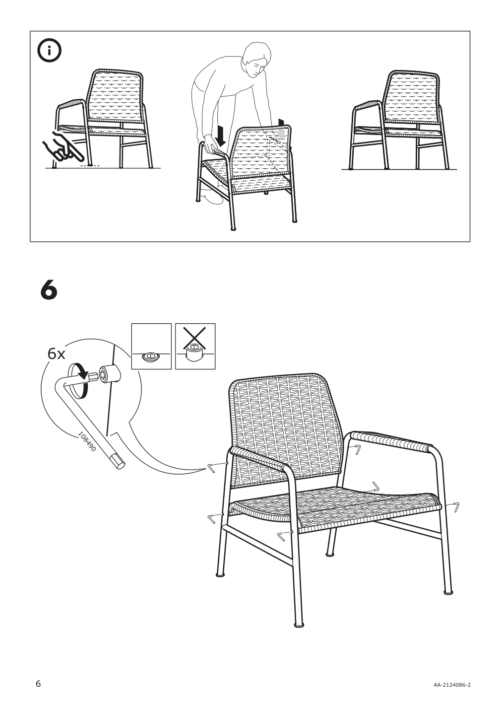 Assembly instructions for IKEA Ulriksberg armchair rattan anthracite | Page 6 - IKEA ULRIKSBERG armchair 904.343.10