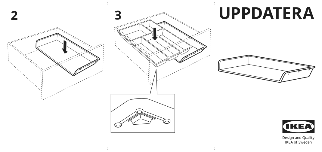 Assembly instructions for IKEA Uppdatera adjustable add on tray white | Page 1 - IKEA UPPDATERA ctl tr/trs w kni+spc rck/adj add-on 995.096.50