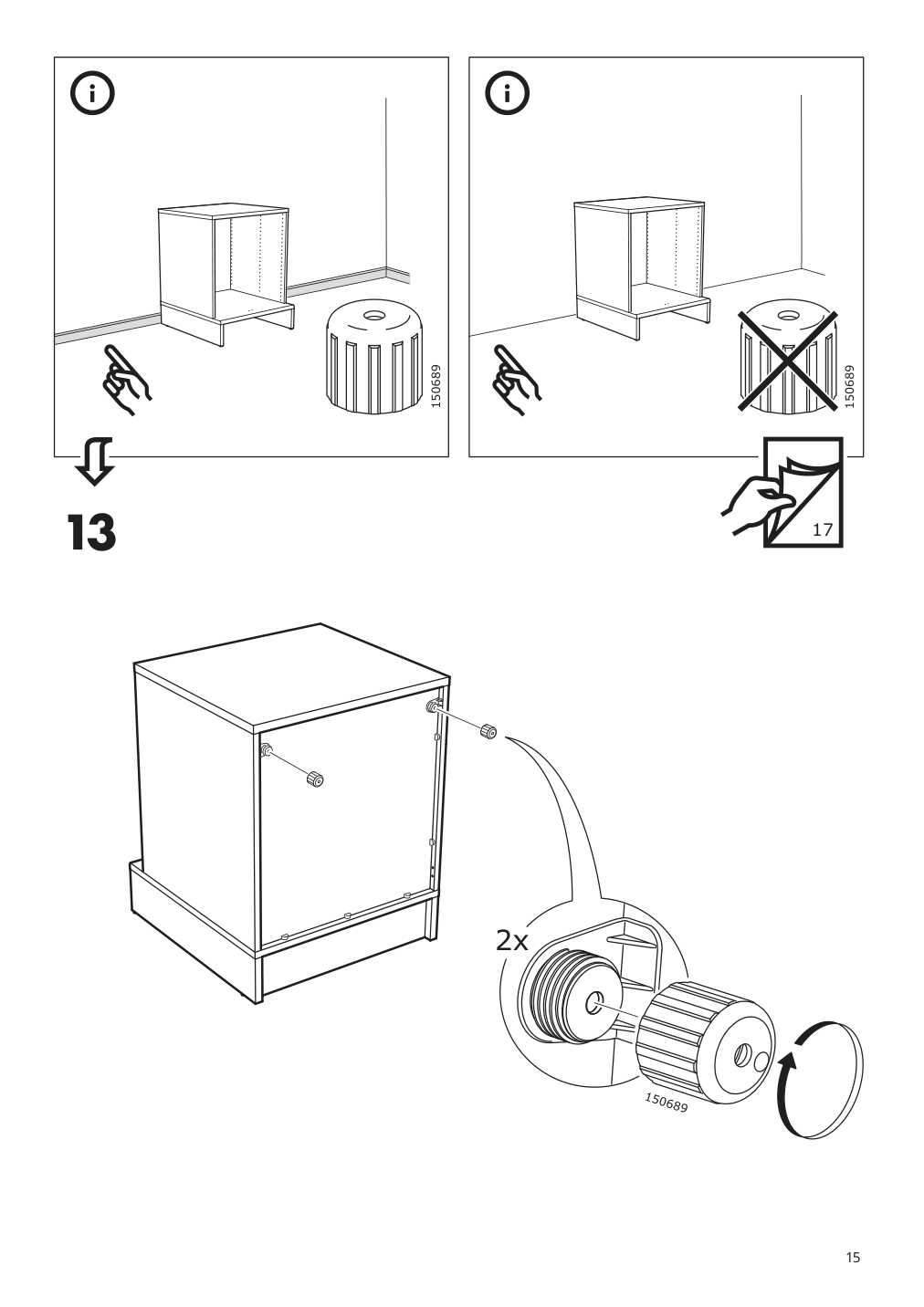 Assembly instructions for IKEA Uppfoera frame white | Page 15 - IKEA SMÅSTAD / UPPFÖRA 3-drawer chest 893.875.69