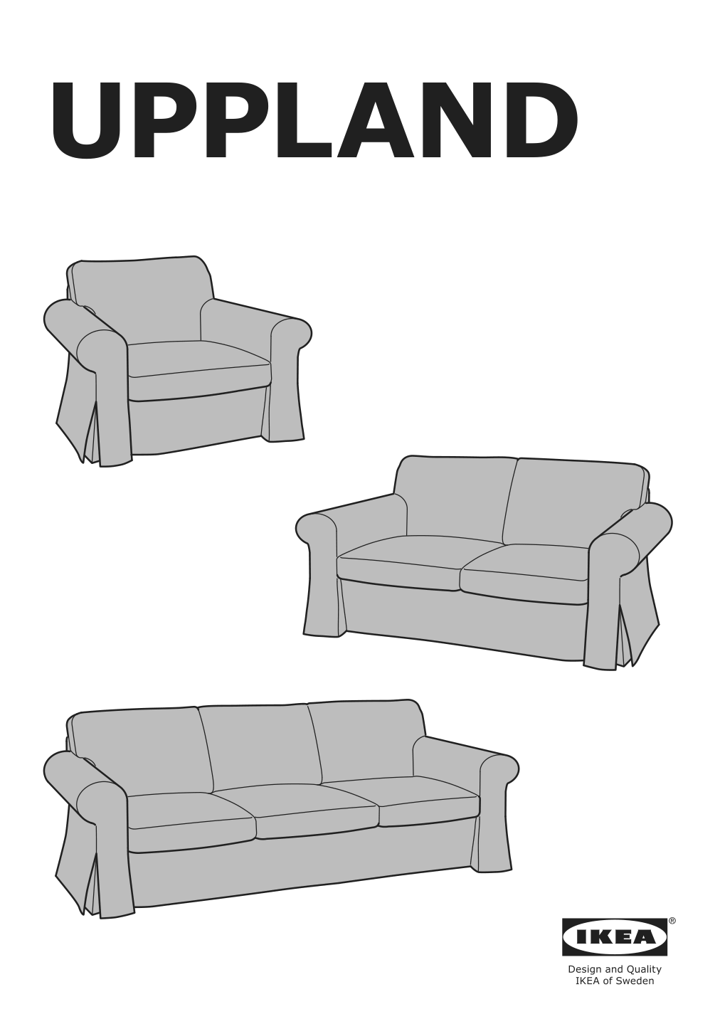 Assembly instructions for IKEA Uppland cover for armchair blekinge white | Page 1 - IKEA UPPLAND cover for armchair 404.876.31