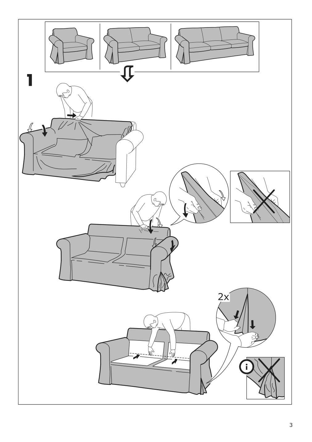 Assembly instructions for IKEA Uppland cover for armchair blekinge white | Page 3 - IKEA UPPLAND cover for armchair 404.876.31