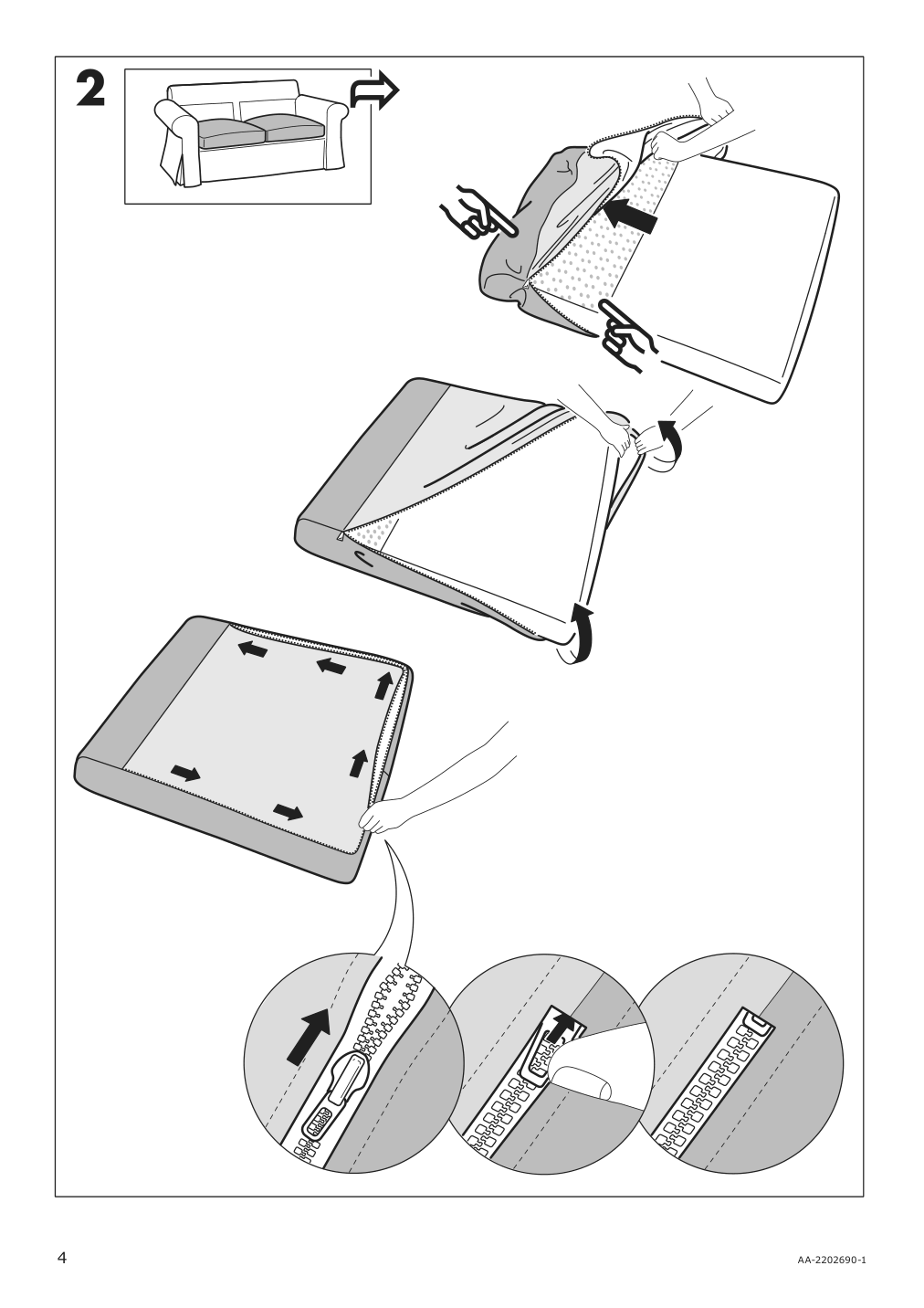 Assembly instructions for IKEA Uppland cover for armchair blekinge white | Page 4 - IKEA UPPLAND cover for armchair 404.876.31