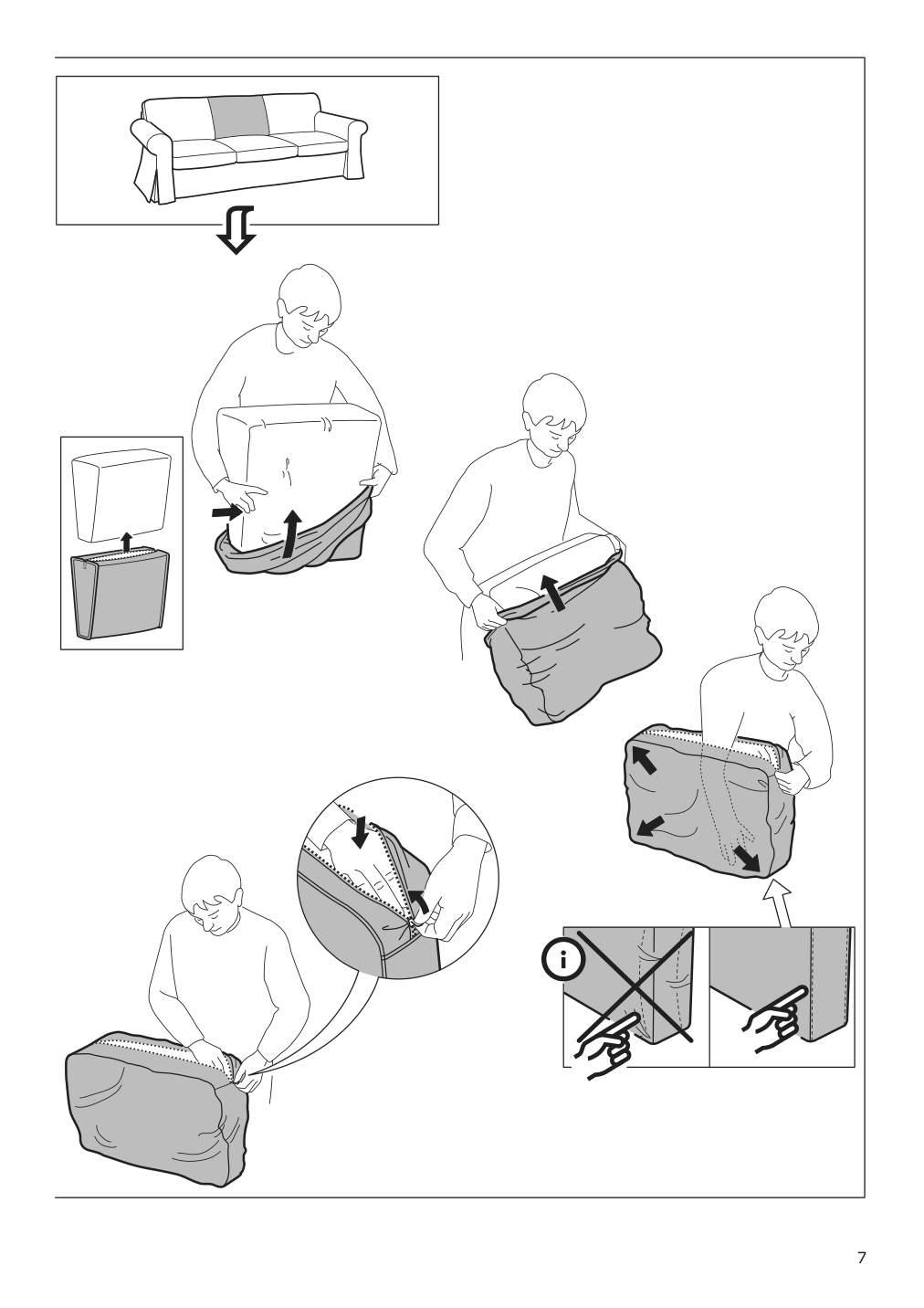 Assembly instructions for IKEA Uppland cover for armchair blekinge white | Page 7 - IKEA UPPLAND cover for armchair 404.876.31