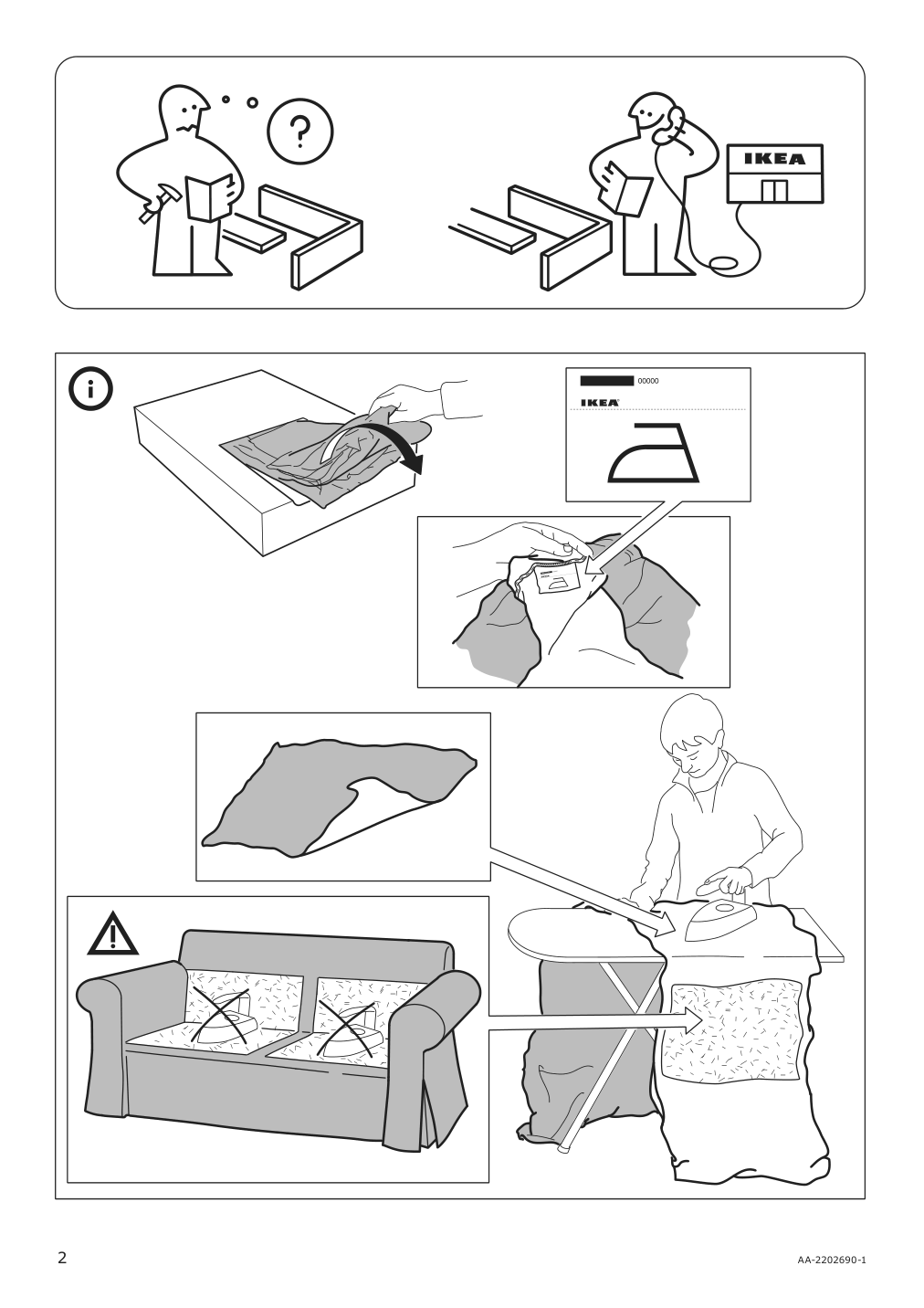 Assembly instructions for IKEA Uppland cover for loveseat blekinge white | Page 2 - IKEA UPPLAND loveseat 693.841.14