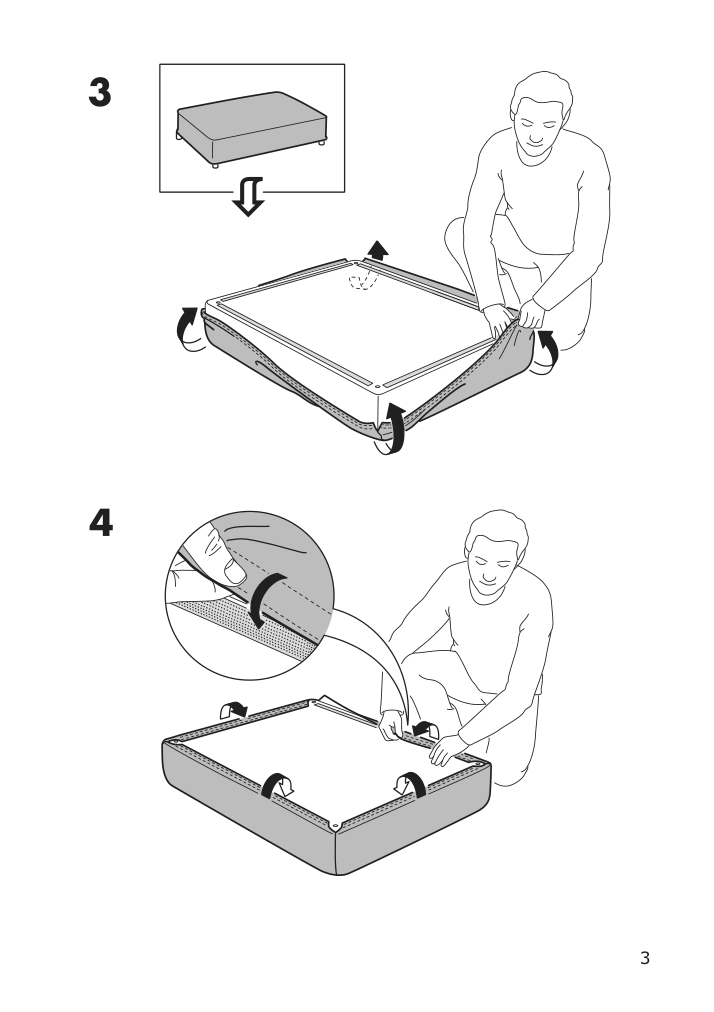 Assembly instructions for IKEA Uppland cover for ottoman with storage blekinge white | Page 3 - IKEA UPPLAND cover for ottoman with storage 104.876.37