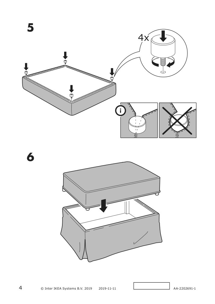 Assembly instructions for IKEA Uppland cover for ottoman with storage blekinge white | Page 4 - IKEA UPPLAND cover for ottoman with storage 104.876.37