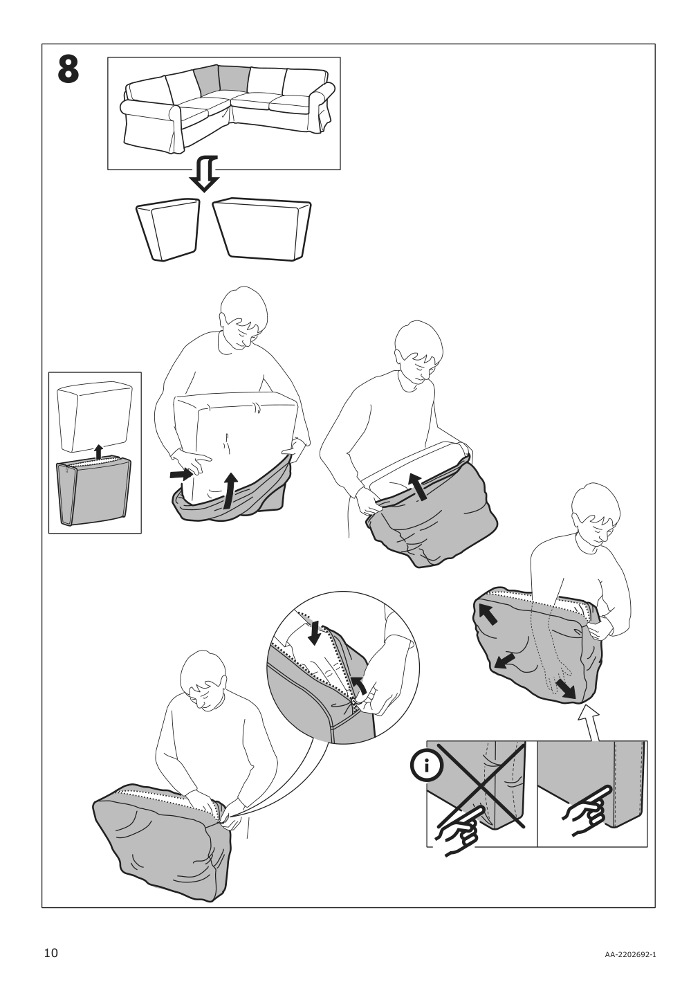 Assembly instructions for IKEA Uppland cover for sectional 4 seat blekinge white | Page 10 - IKEA UPPLAND sectional, 4-seat corner 493.841.10