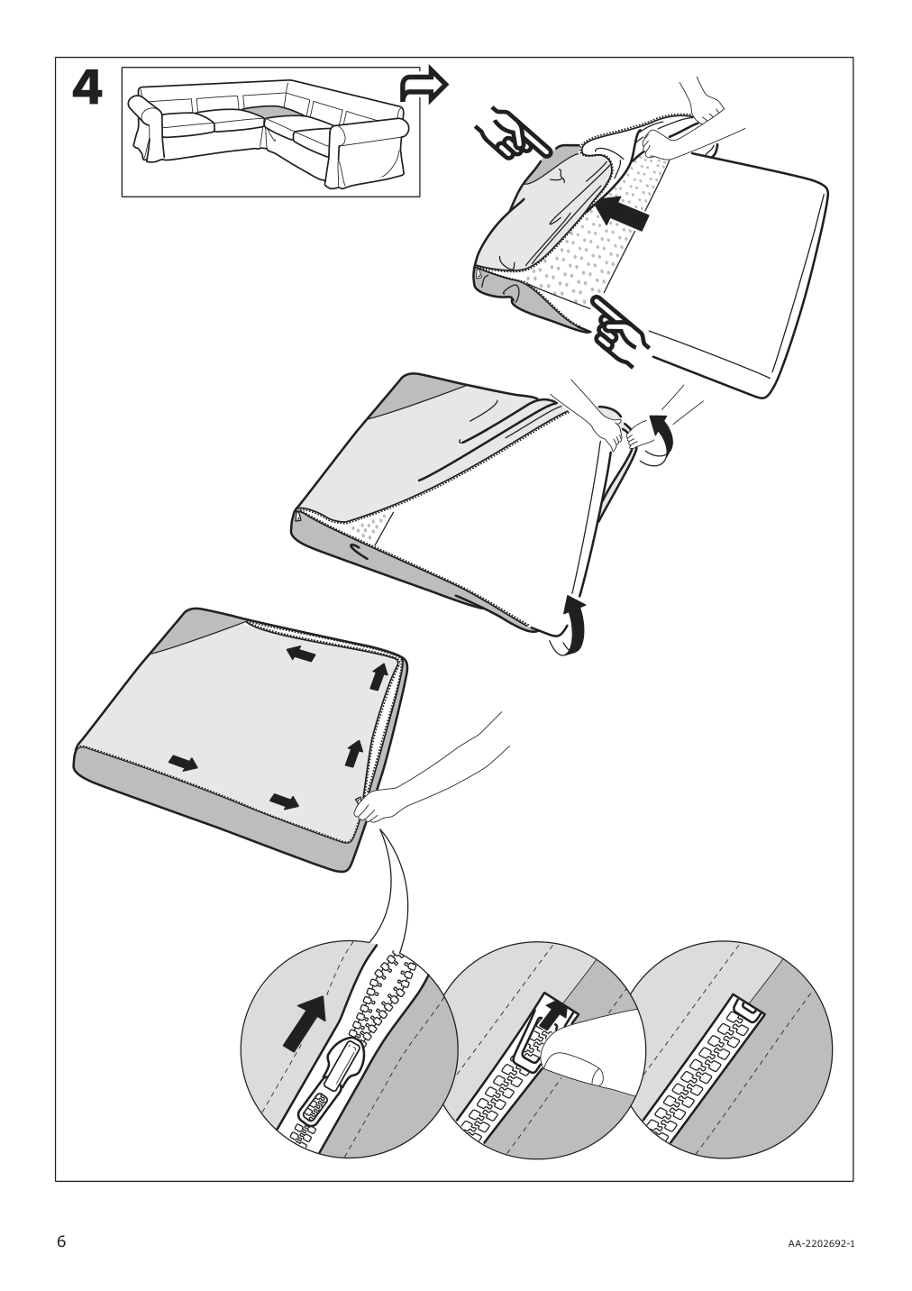 Assembly instructions for IKEA Uppland cover for sectional 4 seat blekinge white | Page 6 - IKEA UPPLAND sectional, 4-seat corner 493.841.10