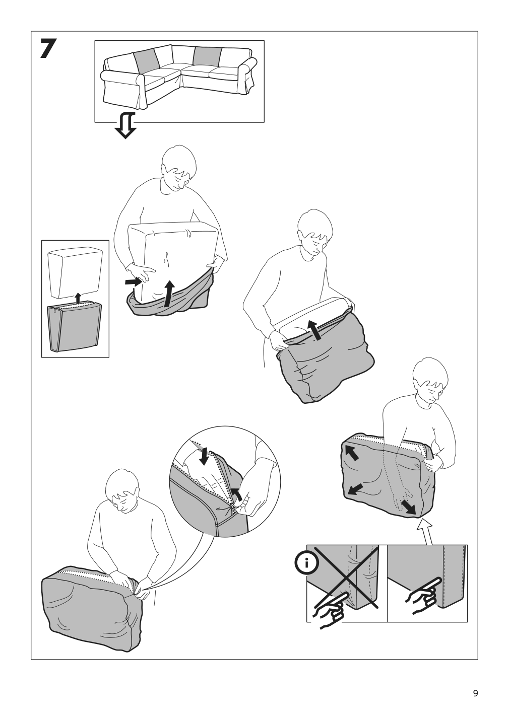 Assembly instructions for IKEA Uppland cover for sectional 4 seat blekinge white | Page 9 - IKEA UPPLAND sectional, 4-seat corner 493.841.10