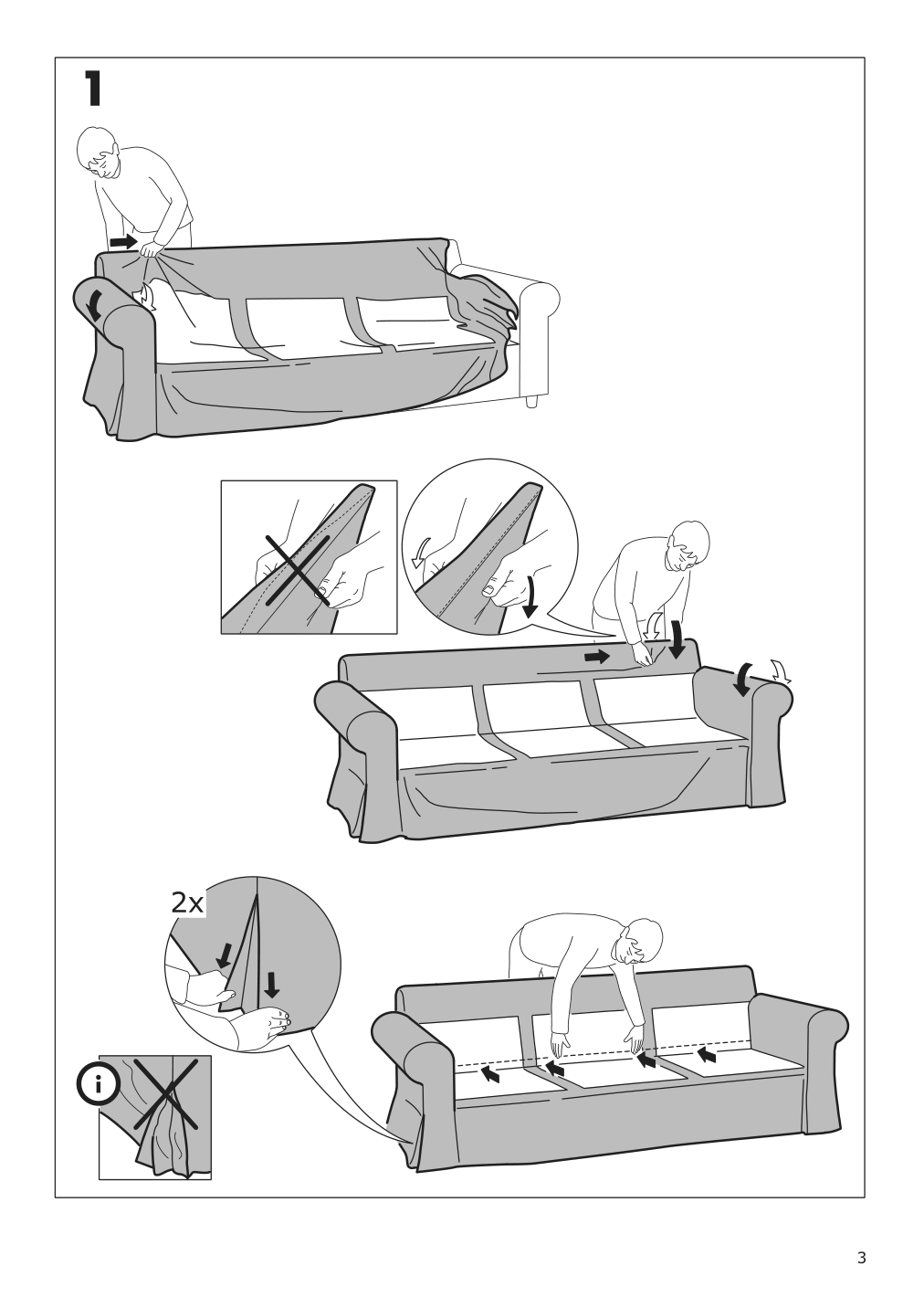 Assembly instructions for IKEA Uppland cover for sofa with chaise hallarp gray | Page 3 - IKEA UPPLAND sofa with chaise 093.223.84