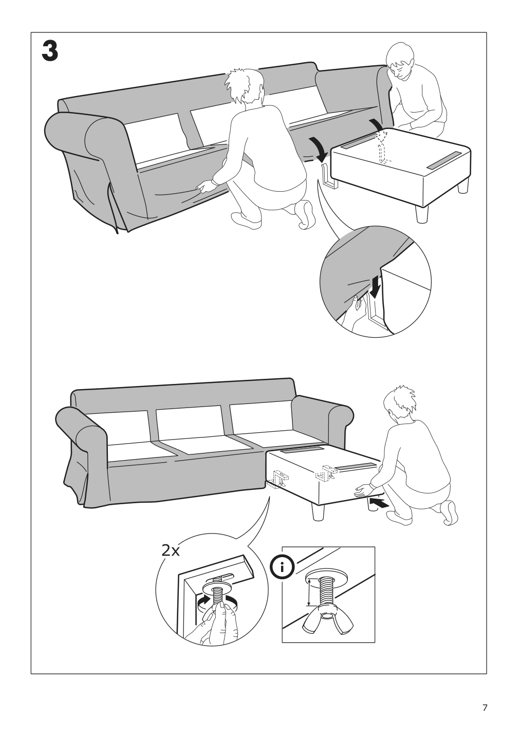 Assembly instructions for IKEA Uppland cover for sofa with chaise hallarp gray | Page 7 - IKEA UPPLAND sofa with chaise 093.223.84