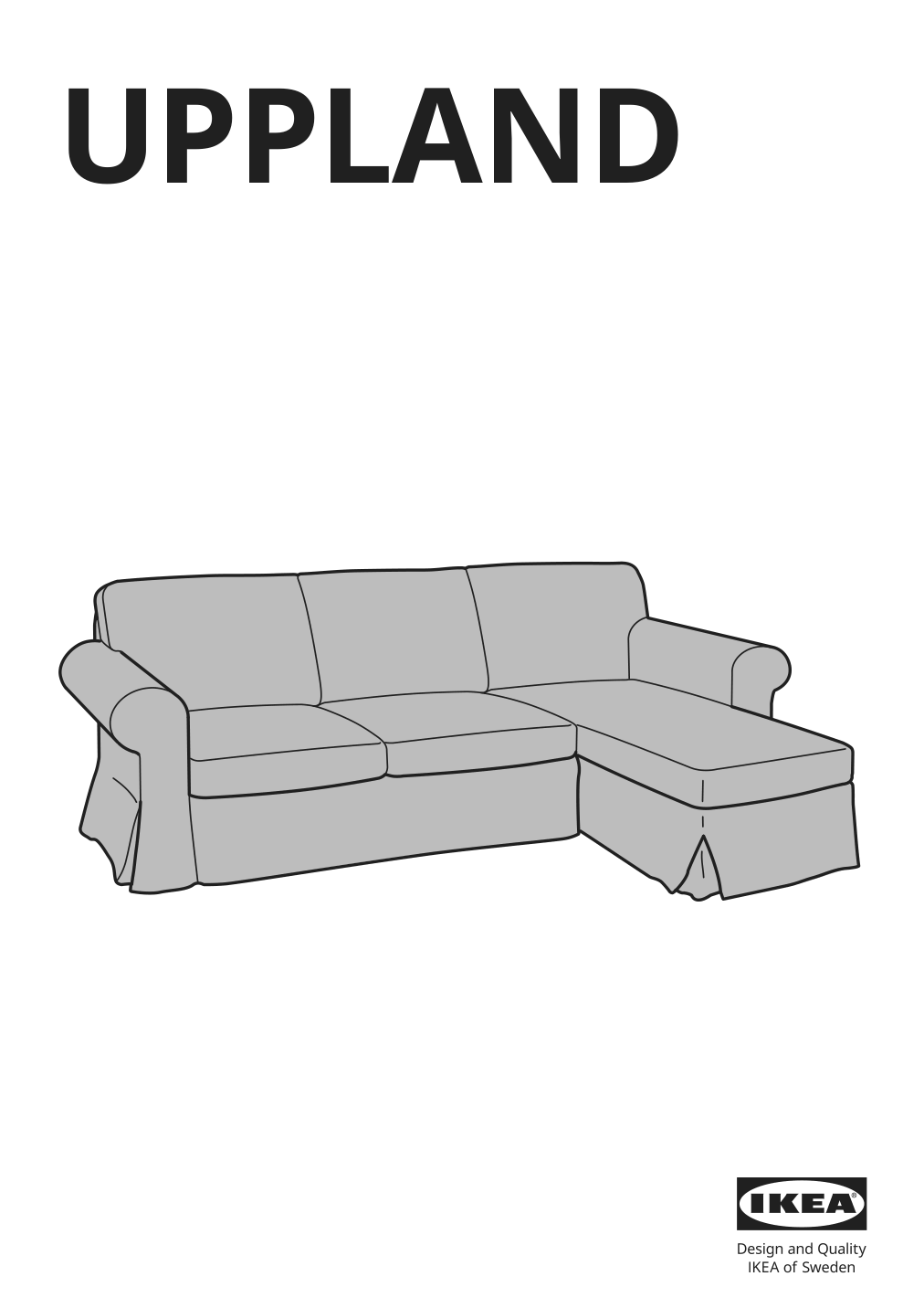 Assembly instructions for IKEA Uppland cover for sofa with chaise totebo light beige | Page 1 - IKEA UPPLAND sofa with chaise 893.376.83