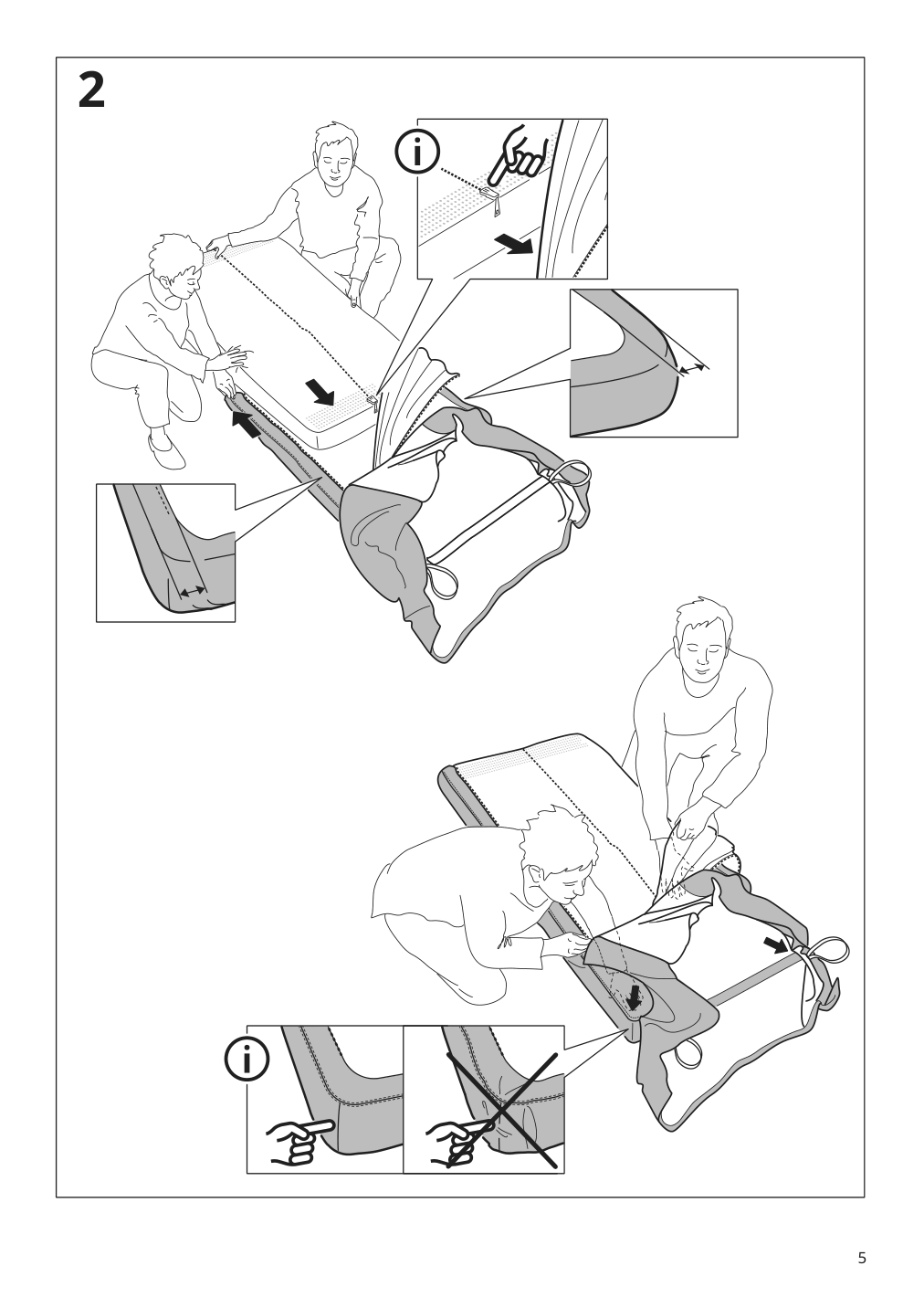 Assembly instructions for IKEA Uppland cover for sofa with chaise totebo light beige | Page 5 - IKEA UPPLAND sofa with chaise 893.376.83