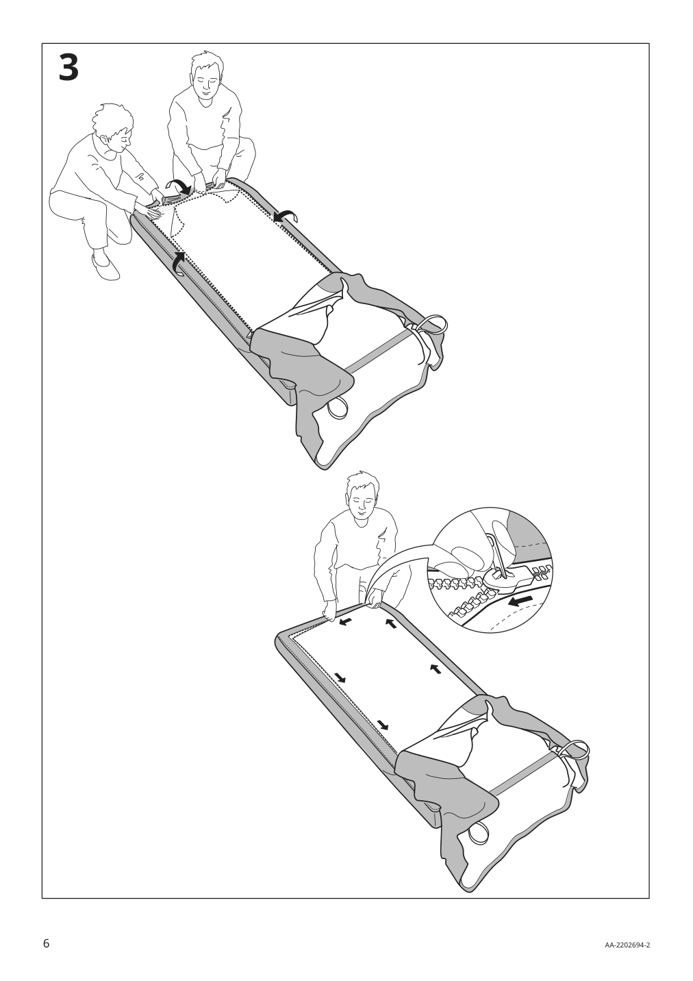 Assembly instructions for IKEA Uppland cover for sofa with chaise totebo light beige | Page 6 - IKEA UPPLAND cover for sofa 404.854.01