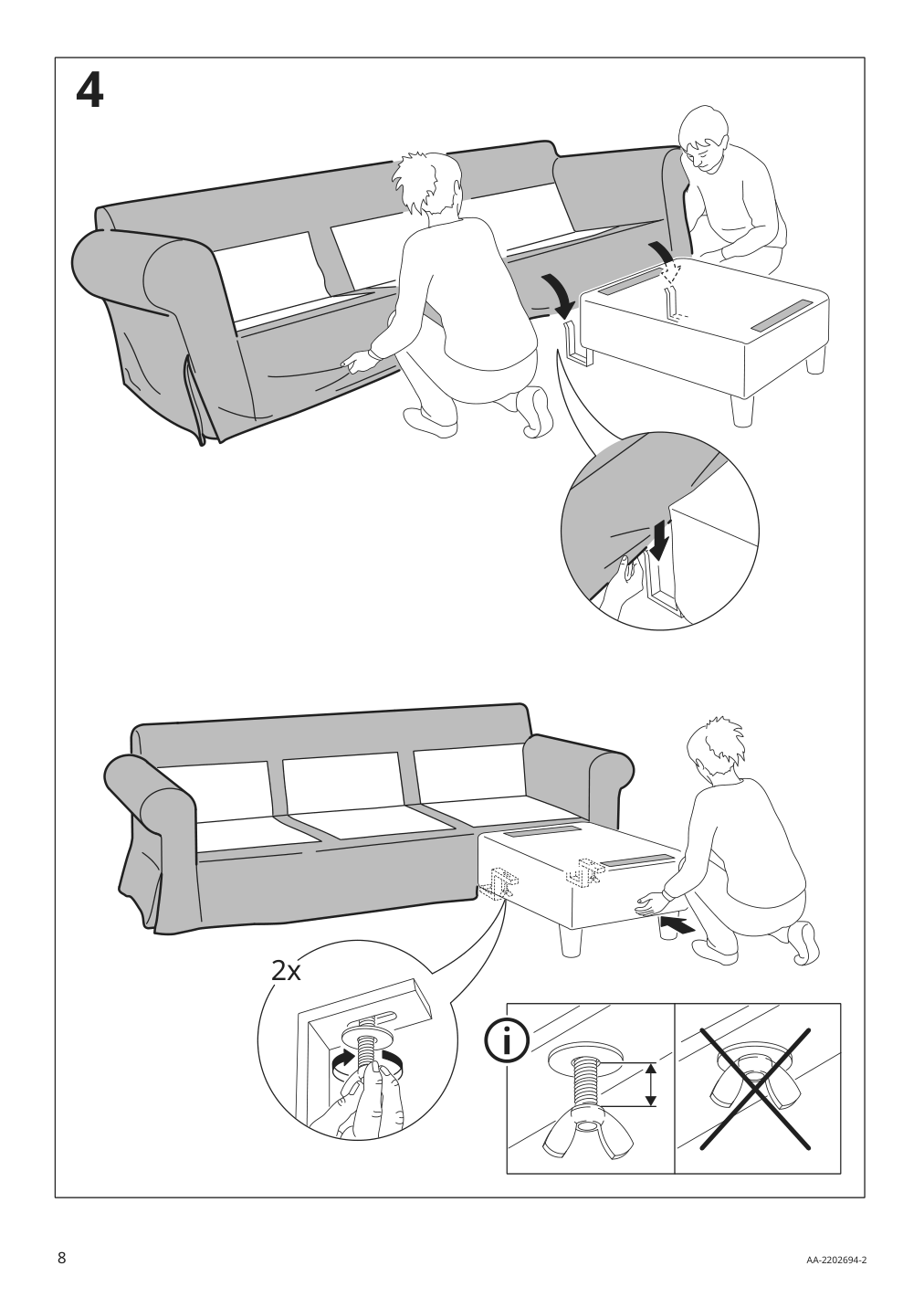 Assembly instructions for IKEA Uppland cover for sofa with chaise totebo light beige | Page 8 - IKEA UPPLAND sofa with chaise 893.376.83