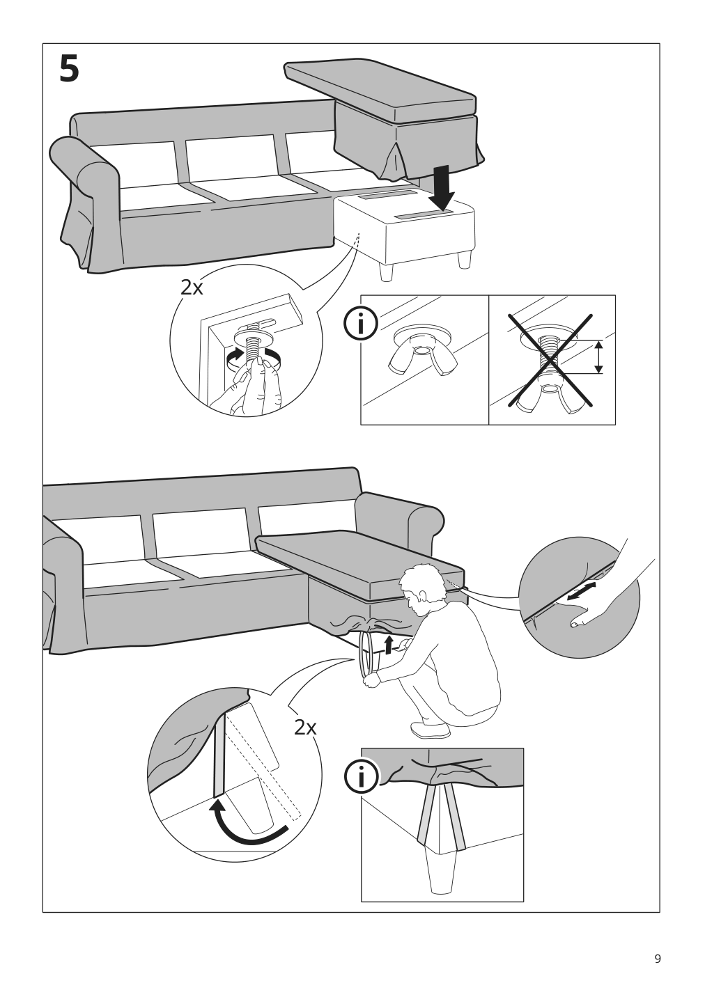 Assembly instructions for IKEA Uppland cover for sofa with chaise totebo light beige | Page 9 - IKEA UPPLAND cover for sofa 404.854.01