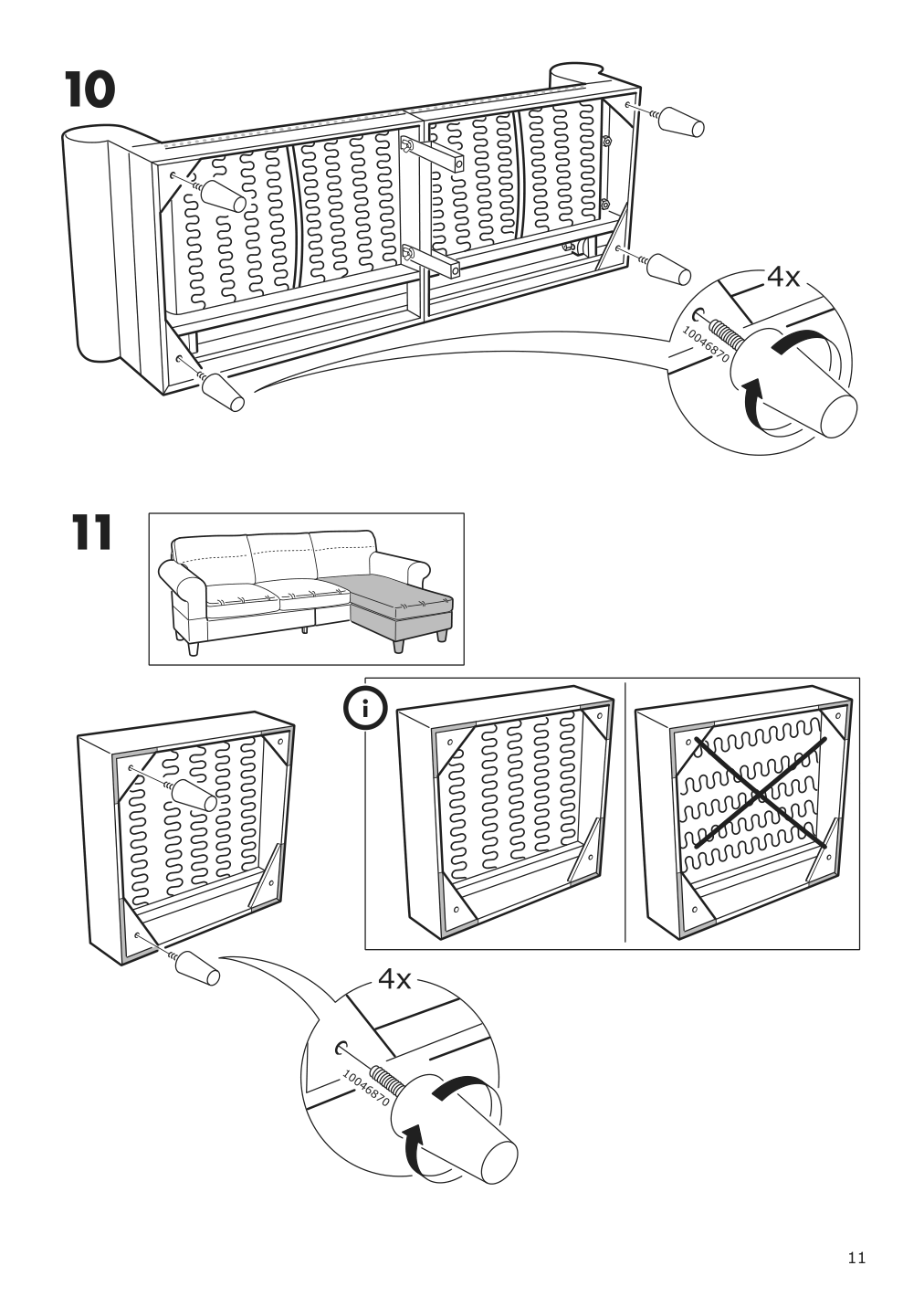 Assembly instructions for IKEA Uppland frame 3 seat sofa w chaise | Page 11 - IKEA UPPLAND sofa with chaise 594.999.74