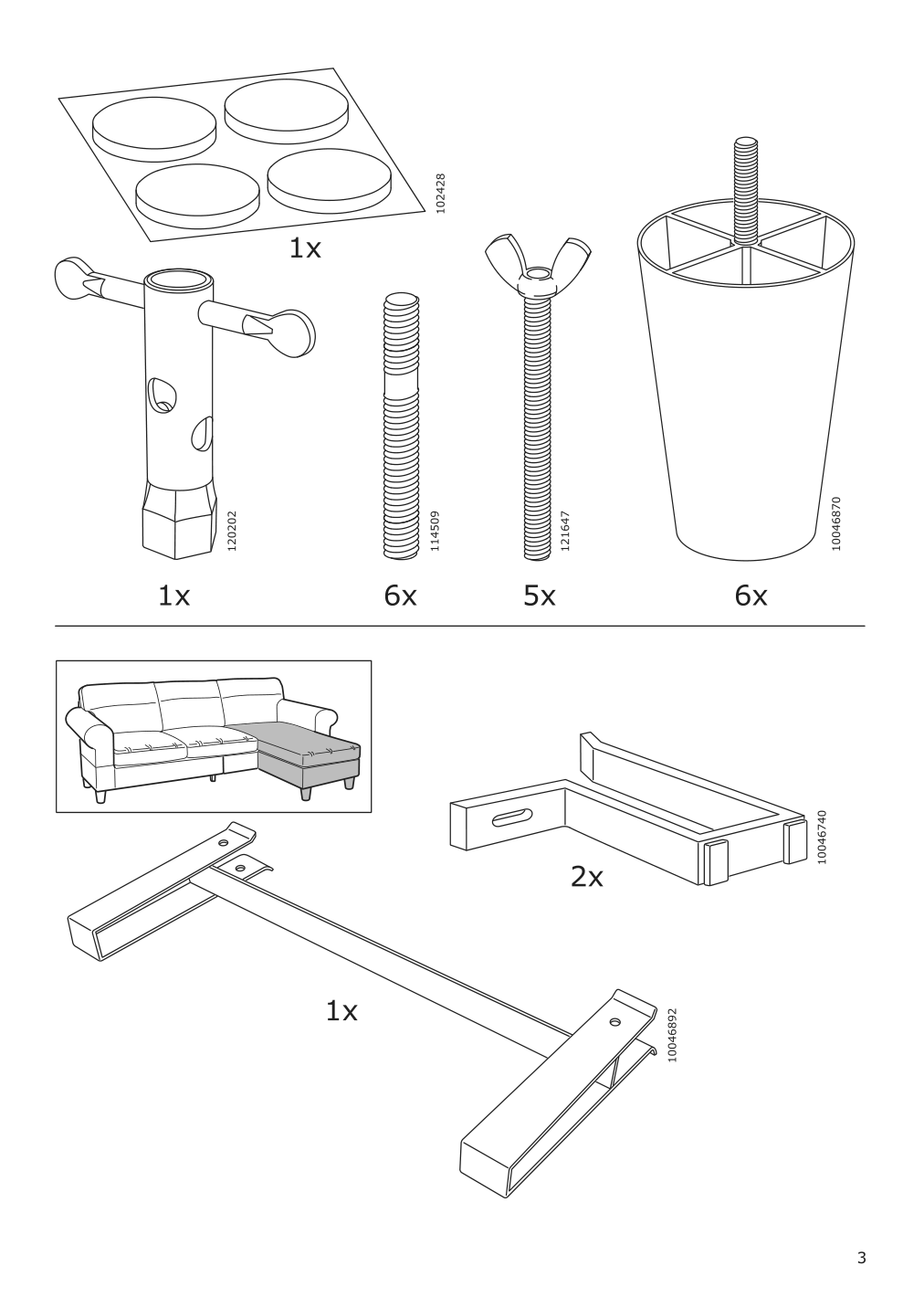 Assembly instructions for IKEA Uppland frame 3 seat sofa w chaise | Page 3 - IKEA UPPLAND sofa with chaise 893.376.83