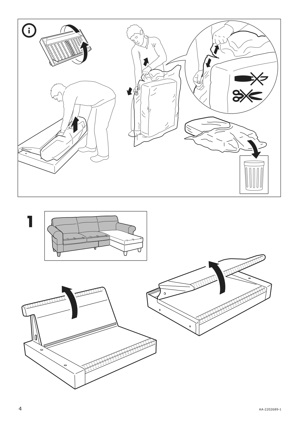 Assembly instructions for IKEA Uppland frame 3 seat sofa w chaise | Page 4 - IKEA UPPLAND sofa with chaise 594.999.74