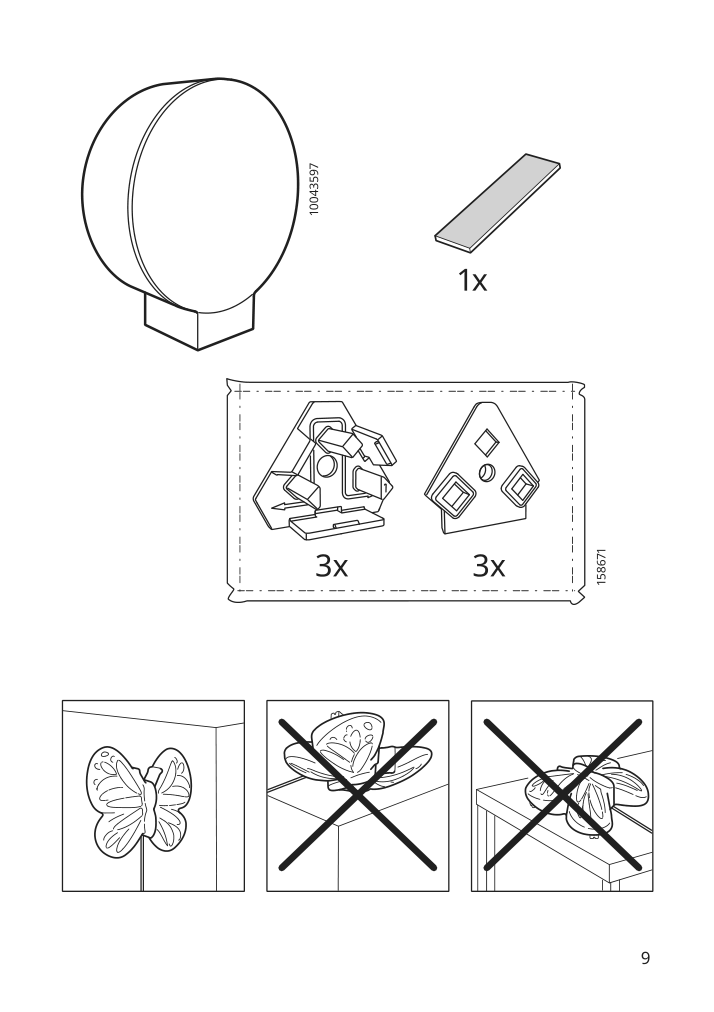 Assembly instructions for IKEA Upplyst led wall lamp butterfly light blue | Page 9 - IKEA UPPLYST LED wall lamp 604.403.41