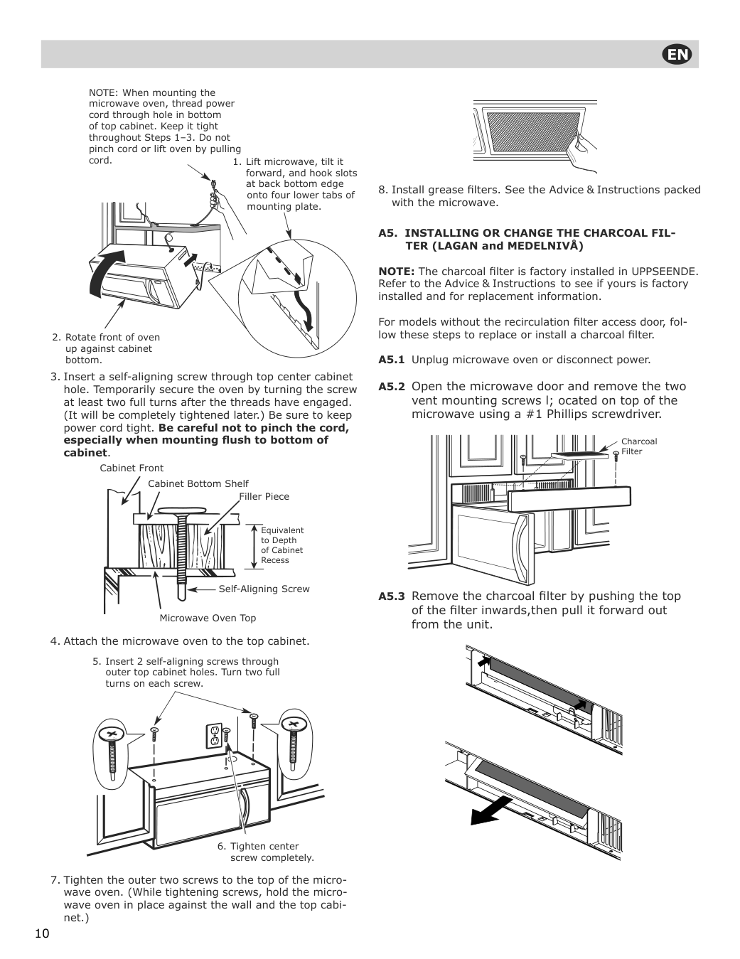 Assembly instructions for IKEA Uppseende over the range convection microwave stainless steel | Page 10 - IKEA UPPSEENDE over-the-range convection microwave 204.621.65