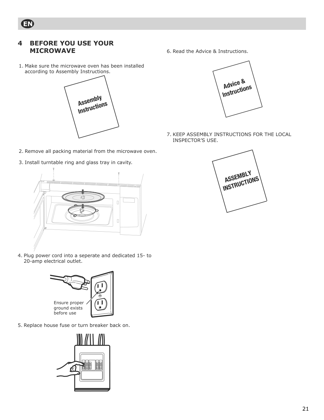 Assembly instructions for IKEA Uppseende over the range convection microwave stainless steel | Page 21 - IKEA UPPSEENDE over-the-range convection microwave 204.621.65