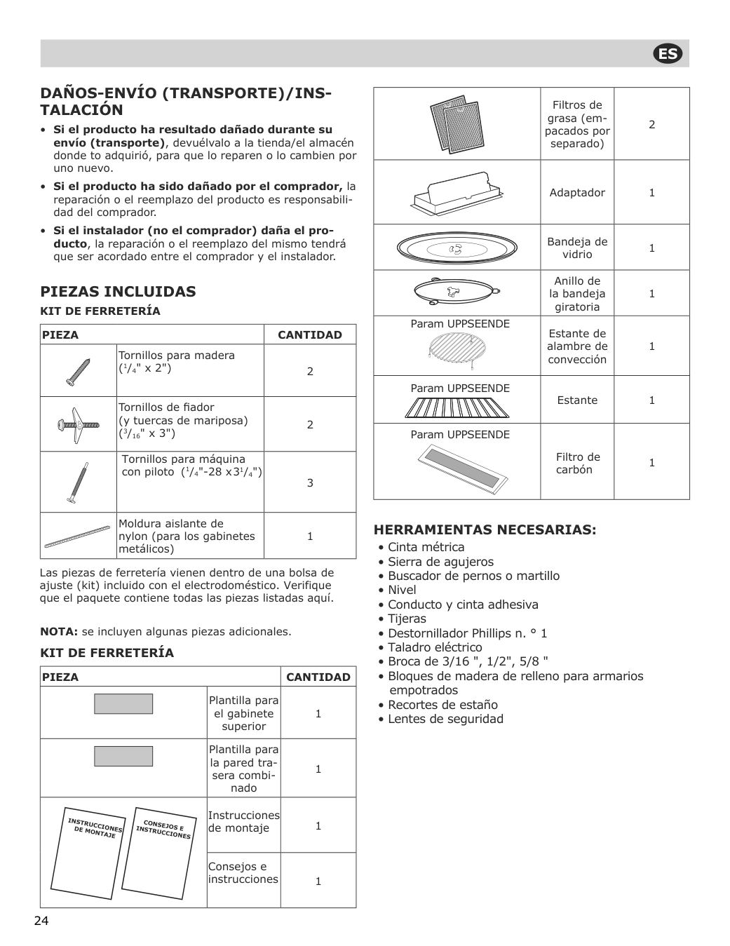 Assembly instructions for IKEA Uppseende over the range convection microwave stainless steel | Page 24 - IKEA UPPSEENDE over-the-range convection microwave 204.621.65