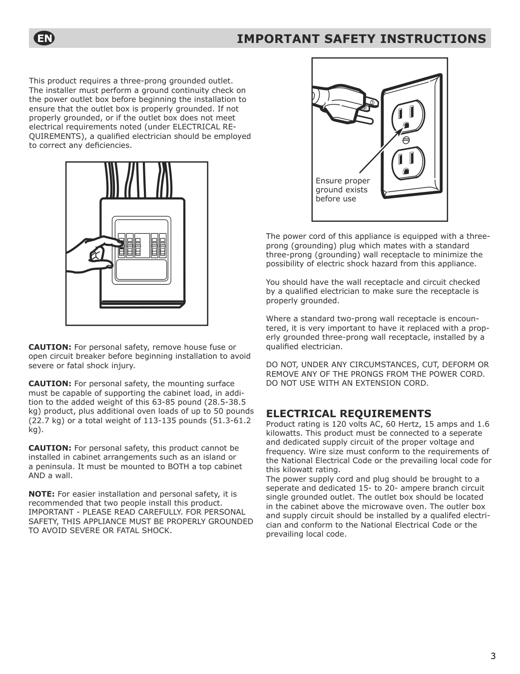 Assembly instructions for IKEA Uppseende over the range convection microwave stainless steel | Page 3 - IKEA UPPSEENDE over-the-range convection microwave 204.621.65